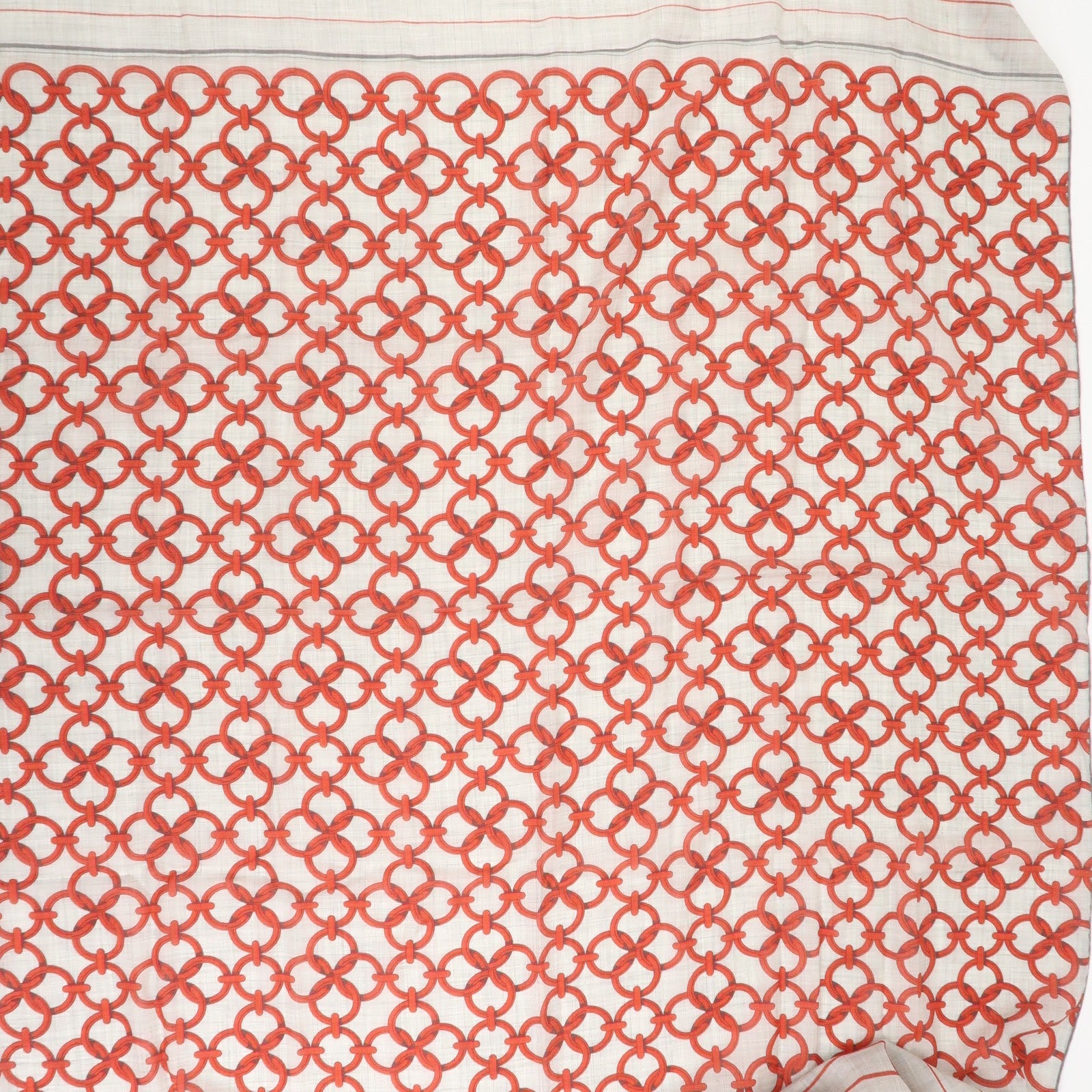 HERMES Rectangle Scarf Maillon et Chﾃｪne Cashmere 100% Gray Red