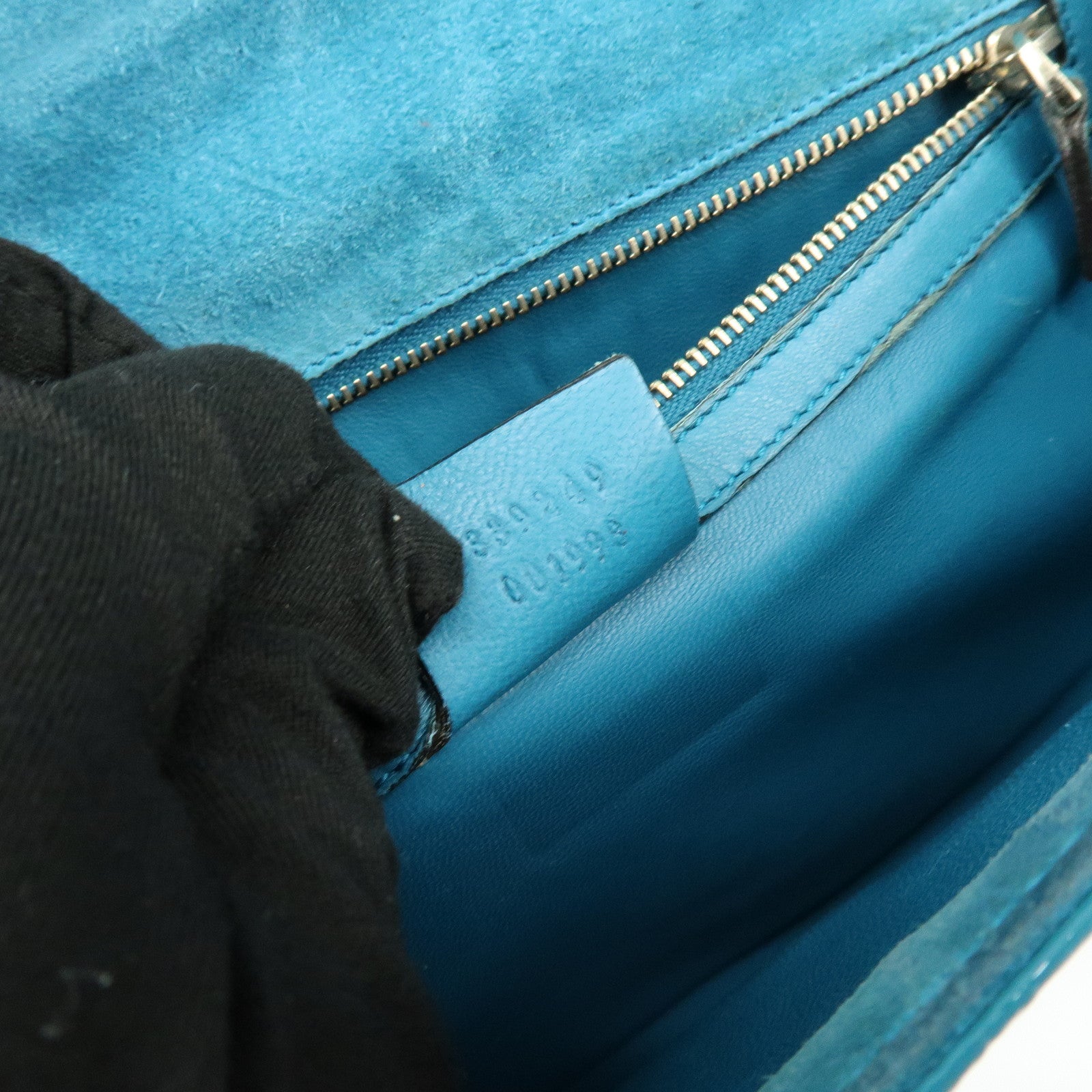 GUCCI Microguccissima Leather Hand Bag Clutch Bag Blue 339249