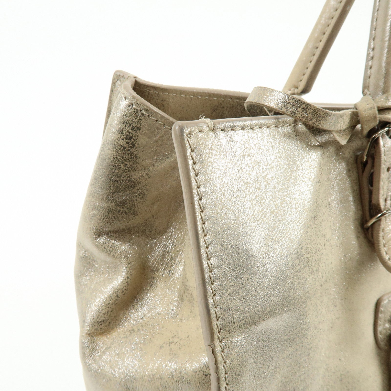 BALENCIAGA The Paper Leather Tote Bag Hand Bag Silver 255412