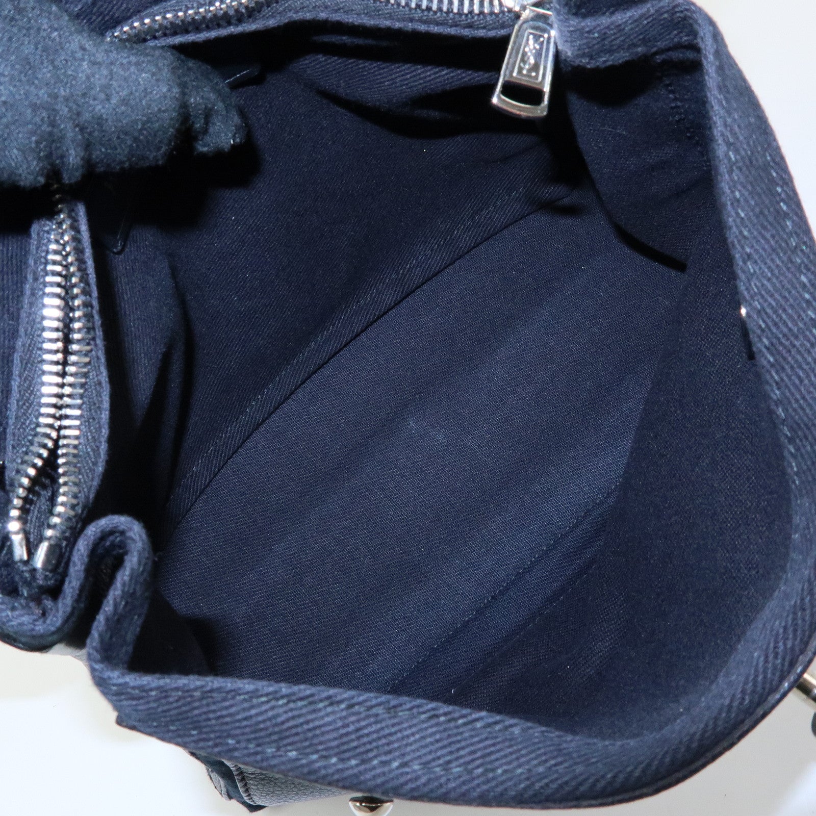 SAINT LAURENT PARIS Muse Two Leather Canvas 2WAY Bag Black 527411