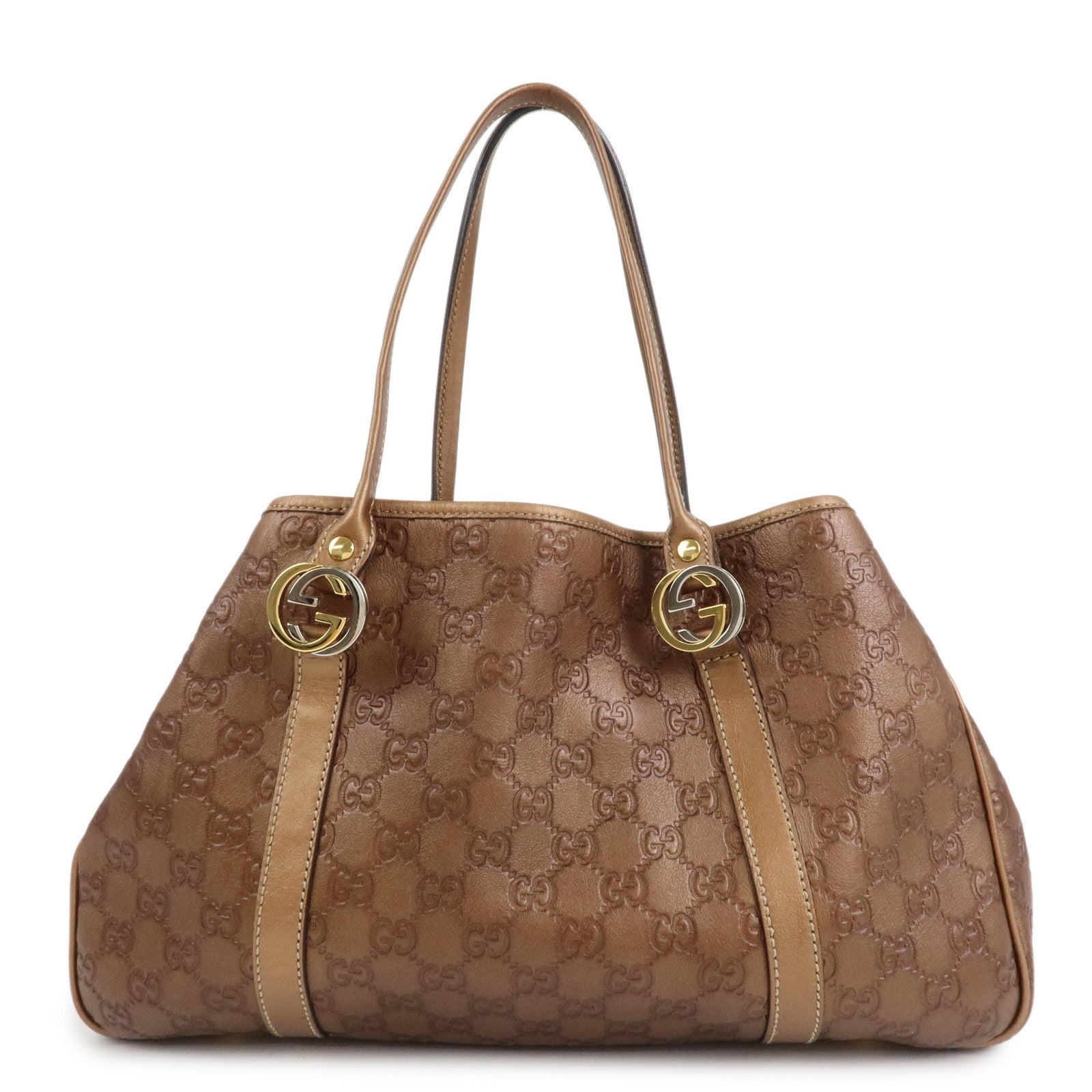 GGUCCI GG Twins Guccissima Leather Tote Bag Bronze 232957