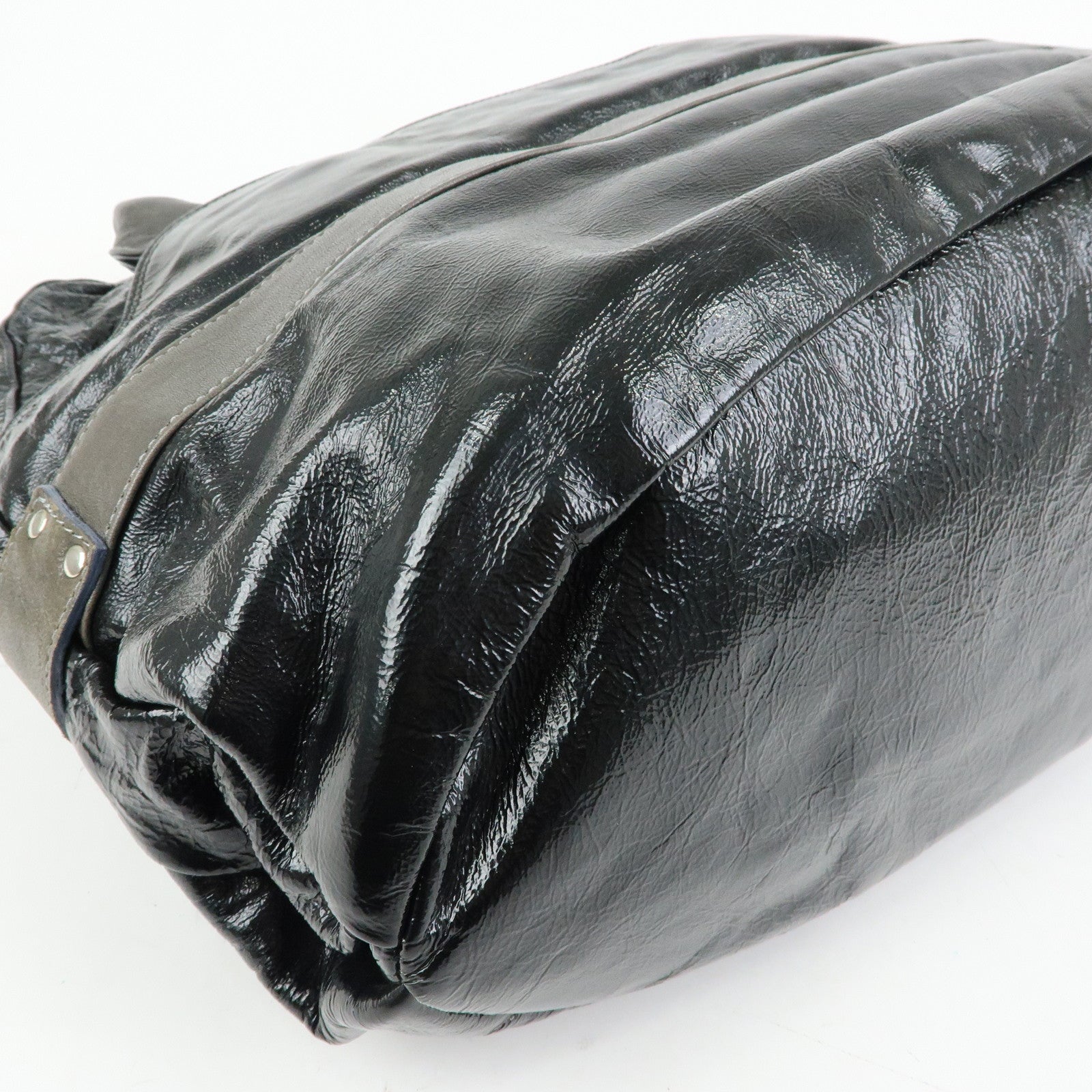 Chloe See by Chloe Leather Boston Bag Hand Bag Metalic Black