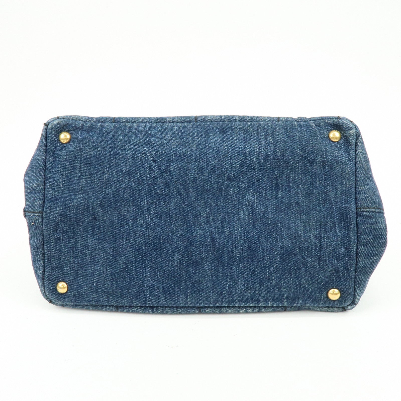 PRADA Triangle Logo Canapa Denim Tote Bag Hand Bag Denim Blue