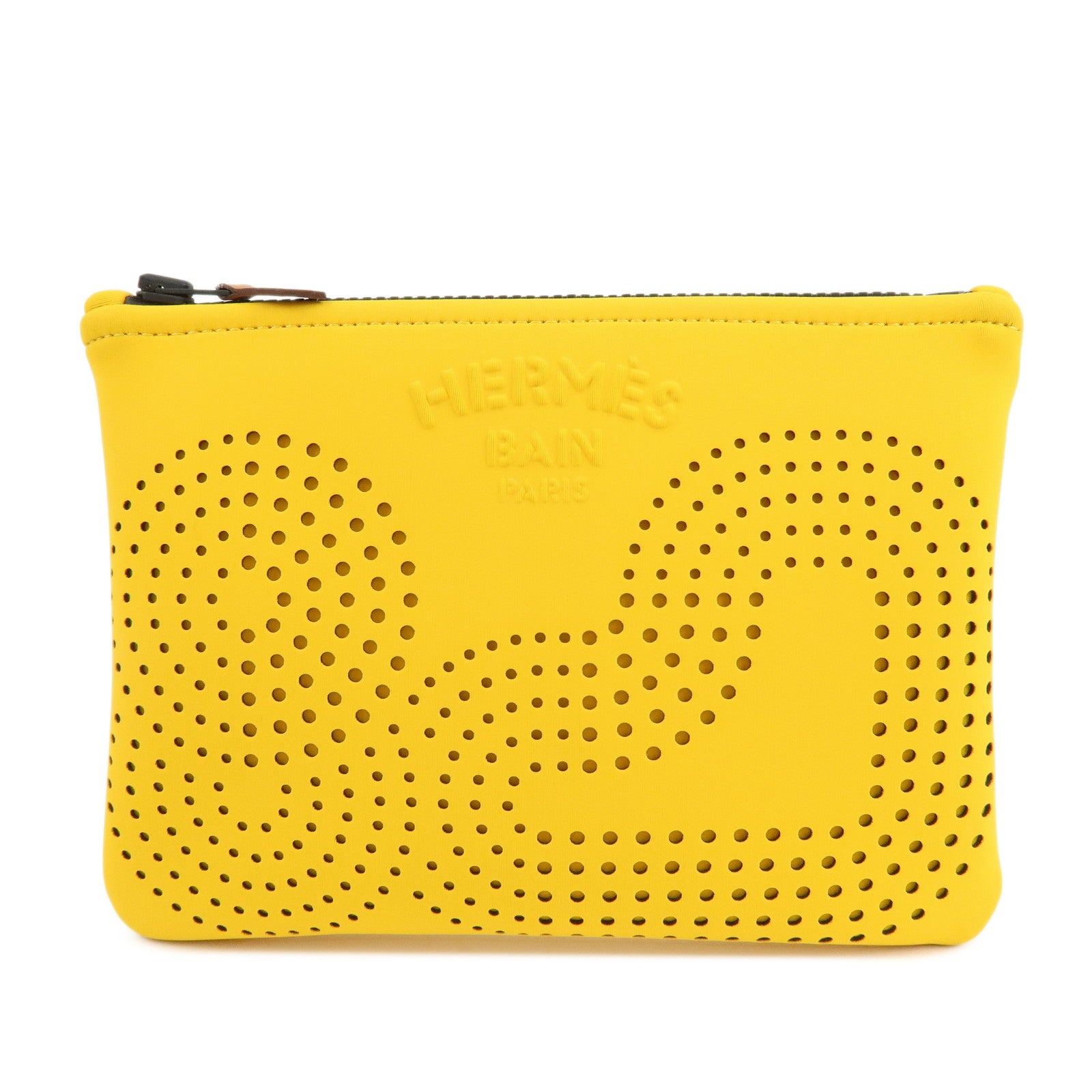 HERMES Neoprene Leather Neobain PM Pouch Cosmetic Pouch Yellow