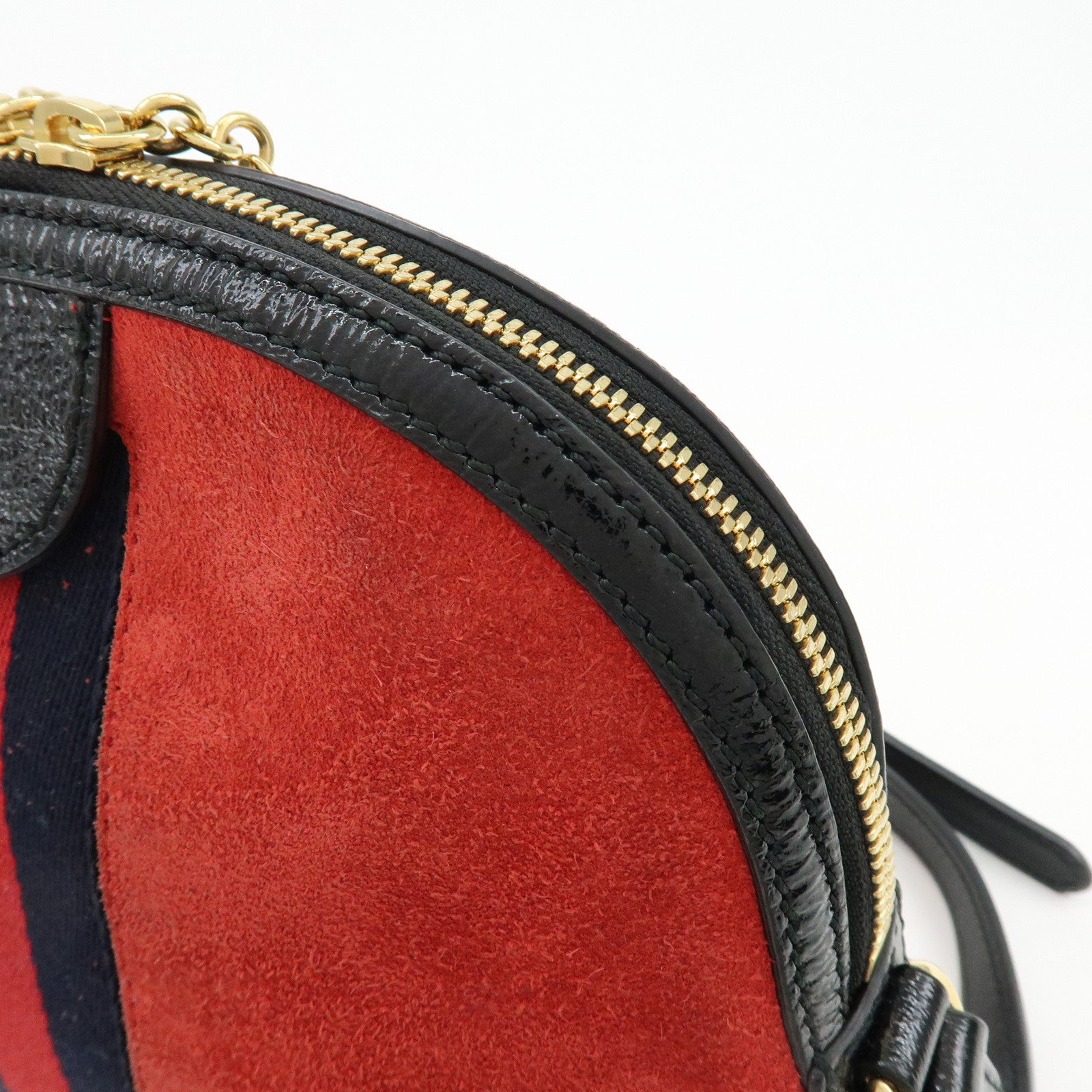 GUCCI Sherry Suede Leather Shoulder Crossbody Bag Red Navy 499621