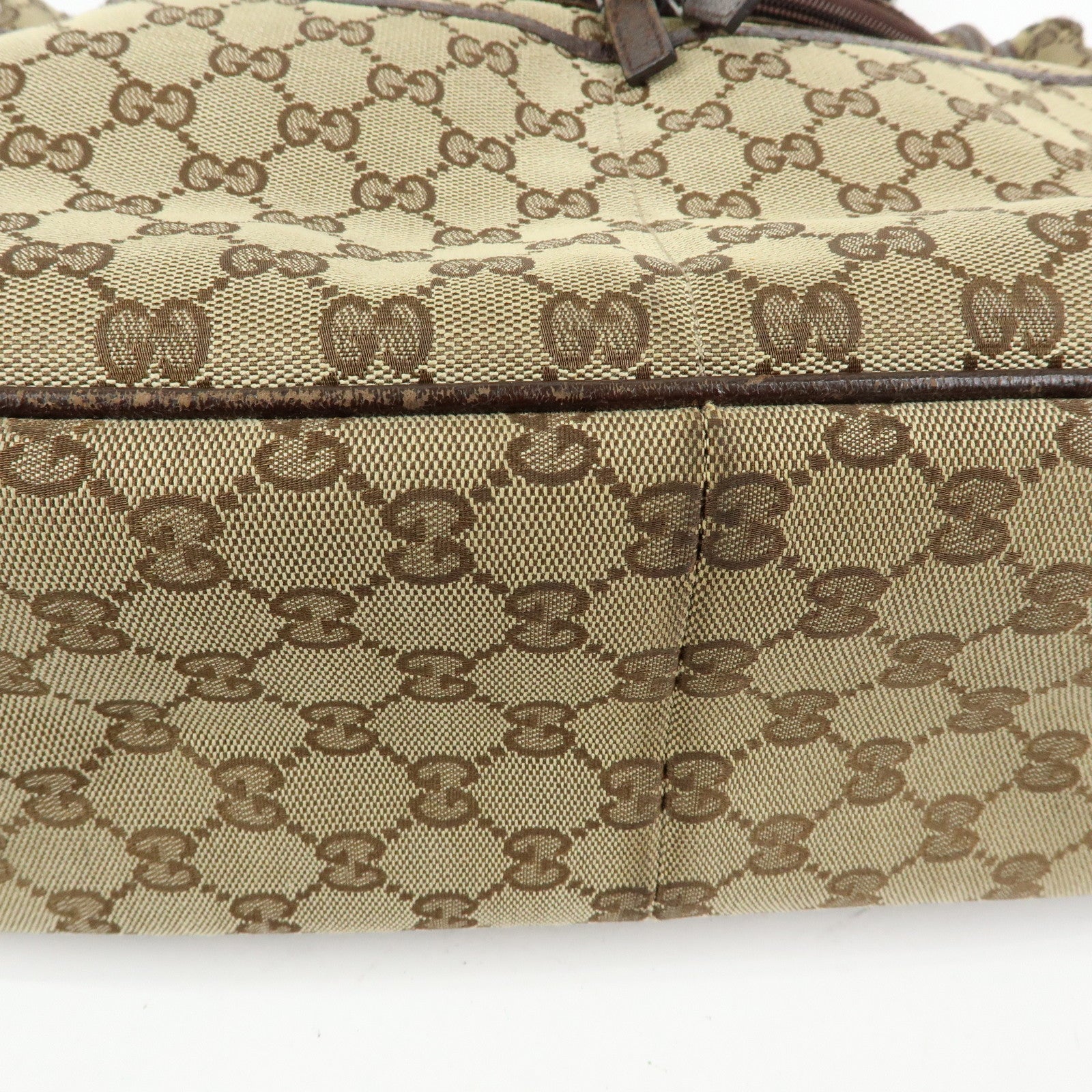 GUCCI GG Canvas Leather Shoulder Crossbody Bag Beige Brown 123326