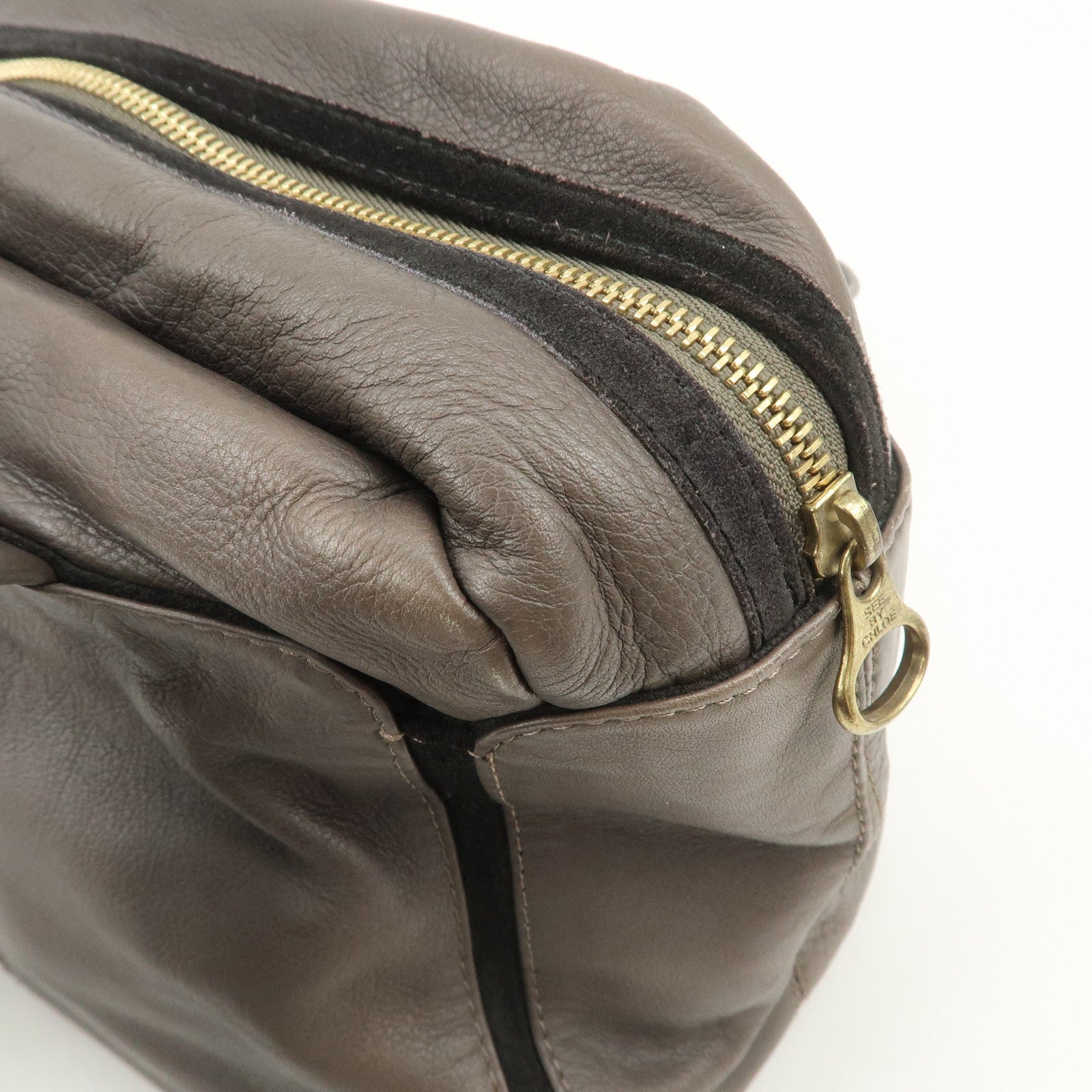 Chloe See by Chloe Leather Shoulder Bag Hand Bag Ribbon Brown