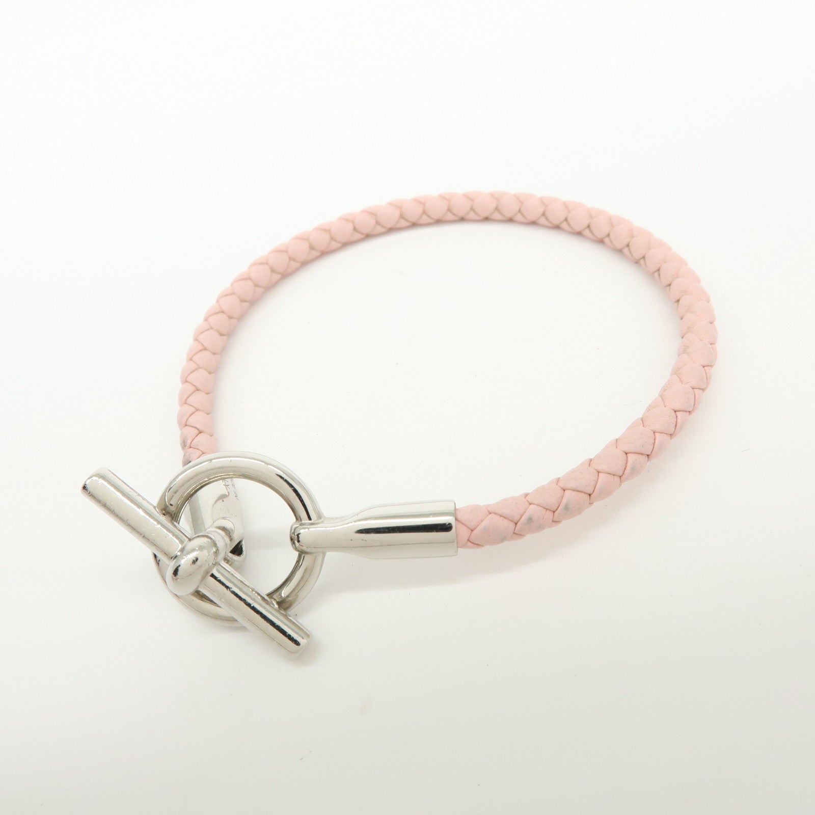 HERMES Glenan H Tresse en Veau Swift Leather Bracelet Light Pink