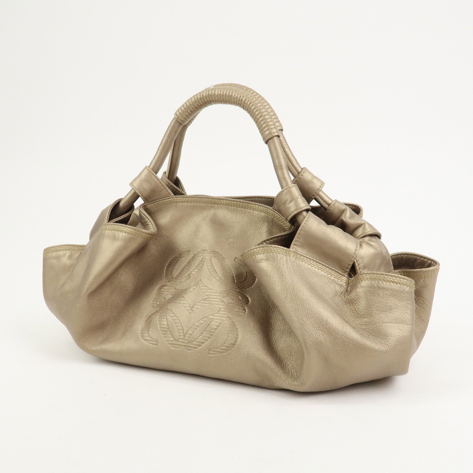 LOEWE Anagram Logo Nappa Aire Nappa Leather Hand Bag Gold