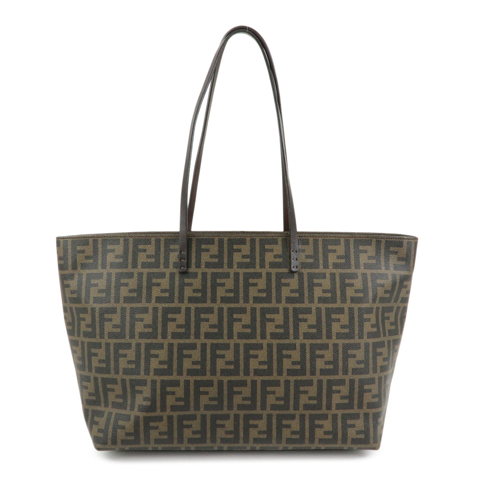 FENDI Zucca Canvas PVC Leather Tote Bag Shoulder Bag Brown 8BH185