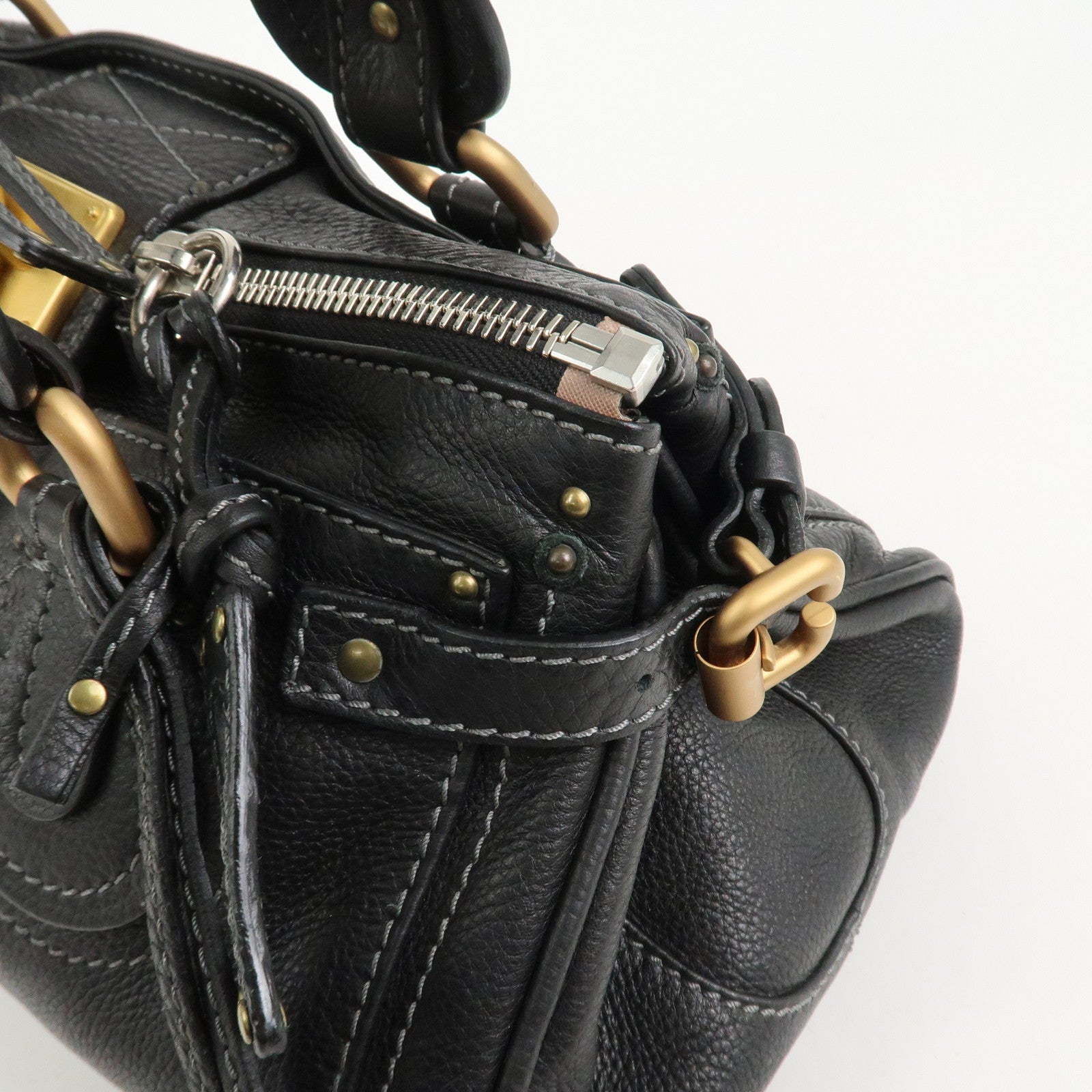 Chloe Paddington Medium Leather Shoulder Bag Hand Bag Black