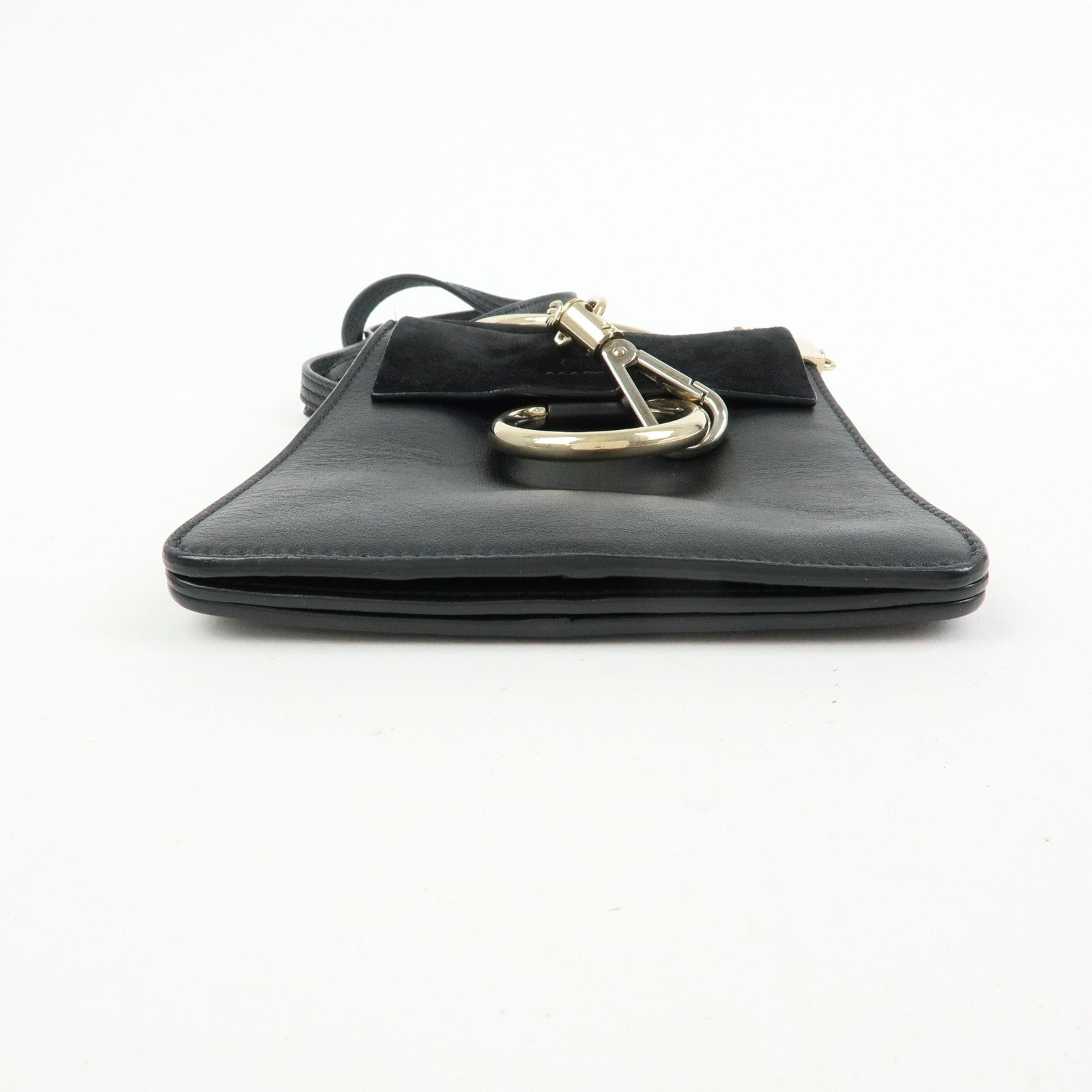 Chloe Faye Suede Leather Shoulder Bag Crossbody Bag Black Gold