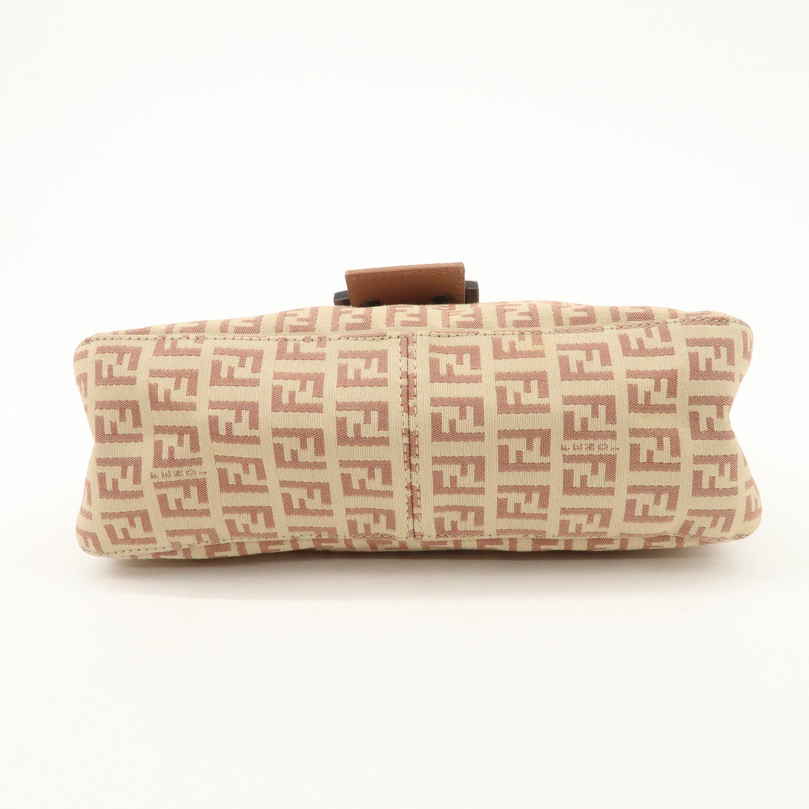 FENDI Mamma Baguette Zucchino Canvas Leather Pink Beige 8BR003 Used