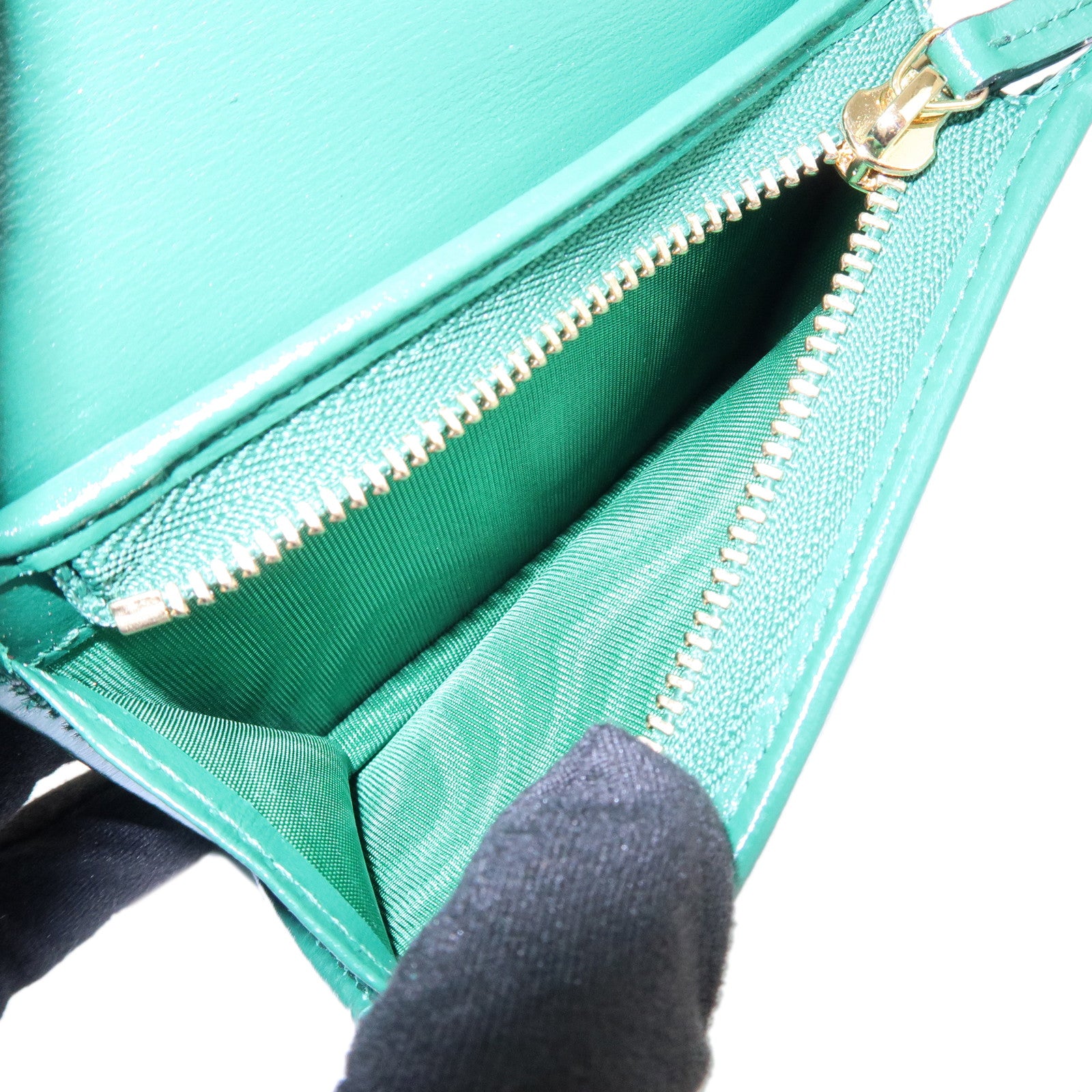 GUCCI Jackie 1961 Leather Bi-Fold Compact Wallet Green 645536