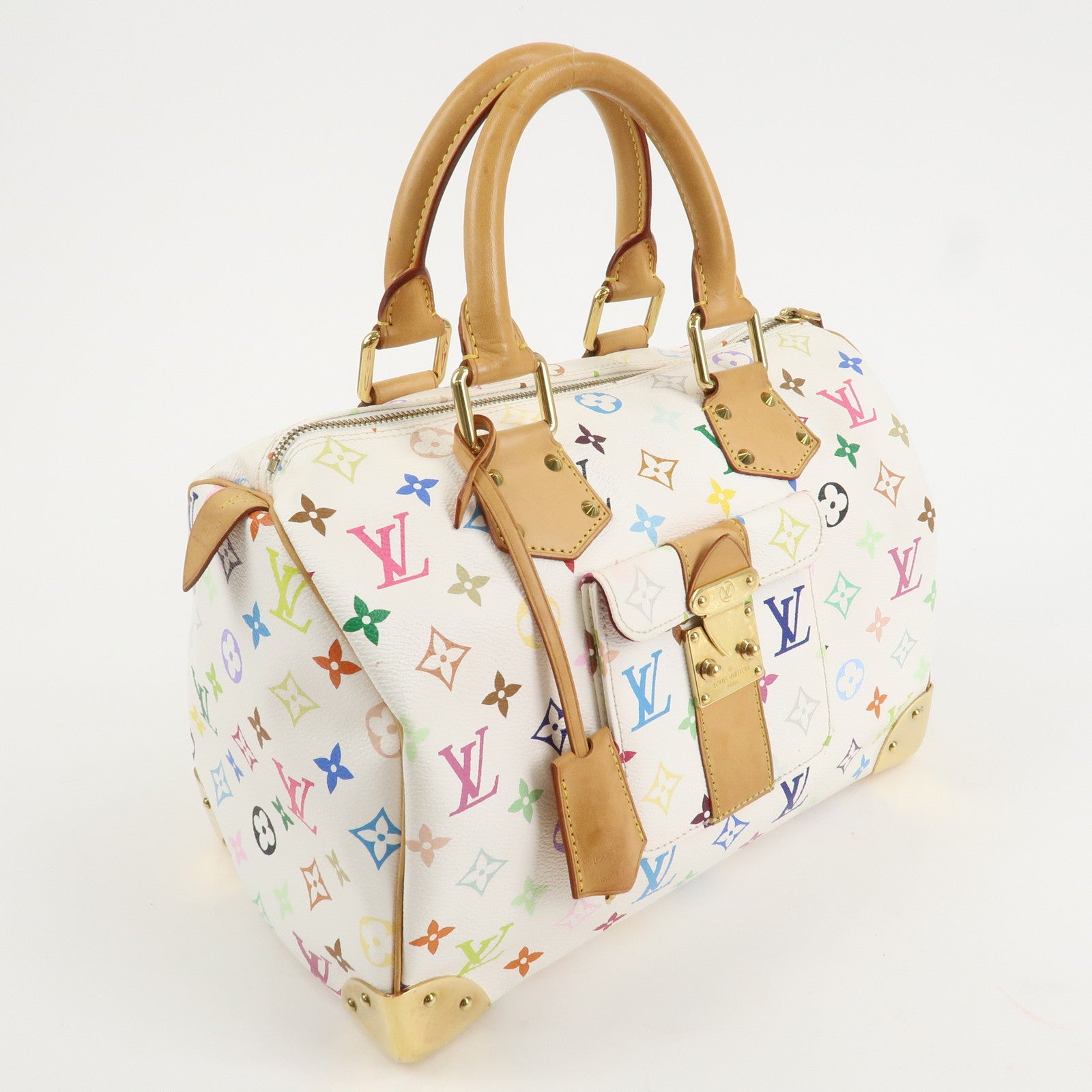 Louis Vuitton Monogram Multicolor Speedy 30 Hand Bag Blanc M92643 Used