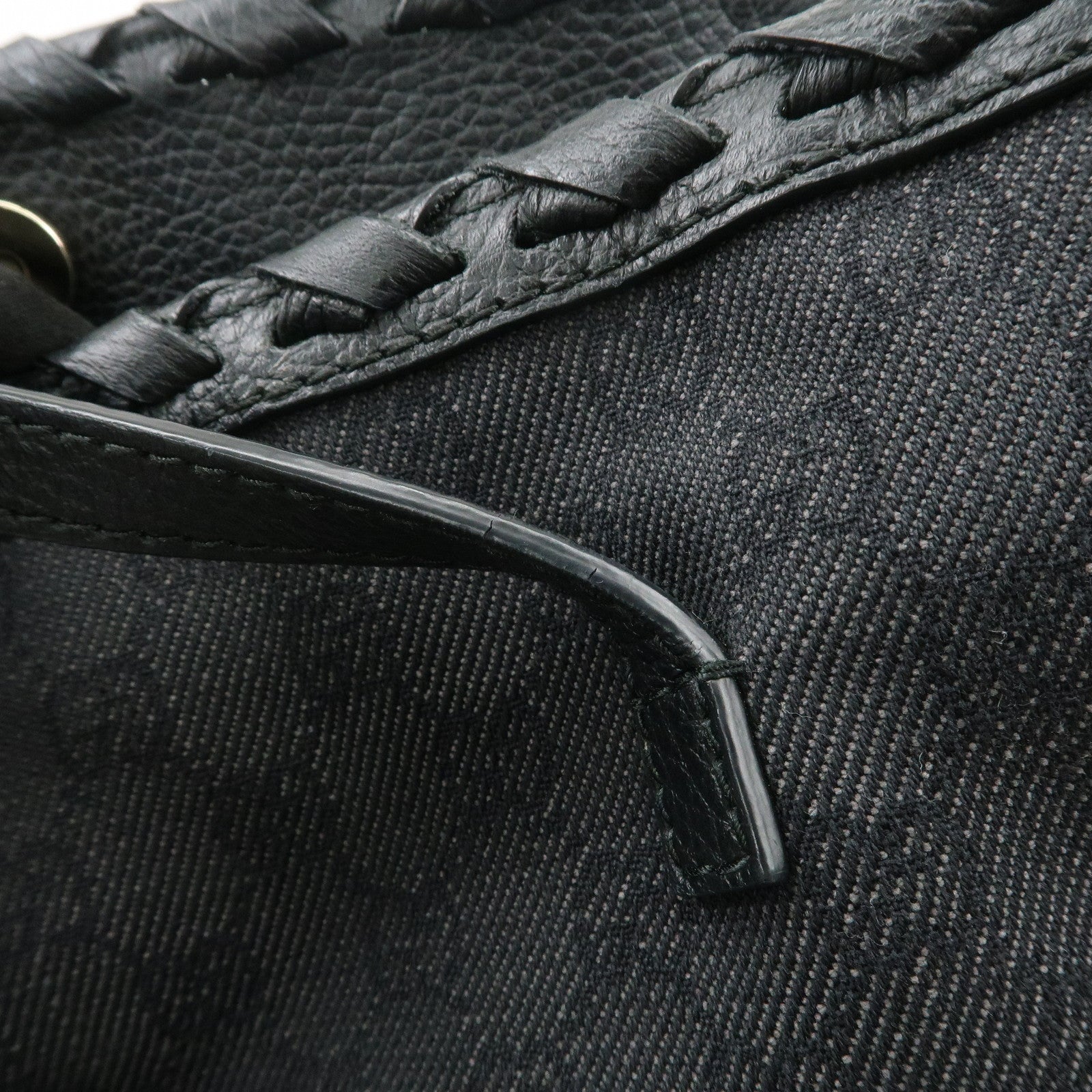 GUCCI Bamboo GG Canvas Leather Tote Bag Tassel Black 354665