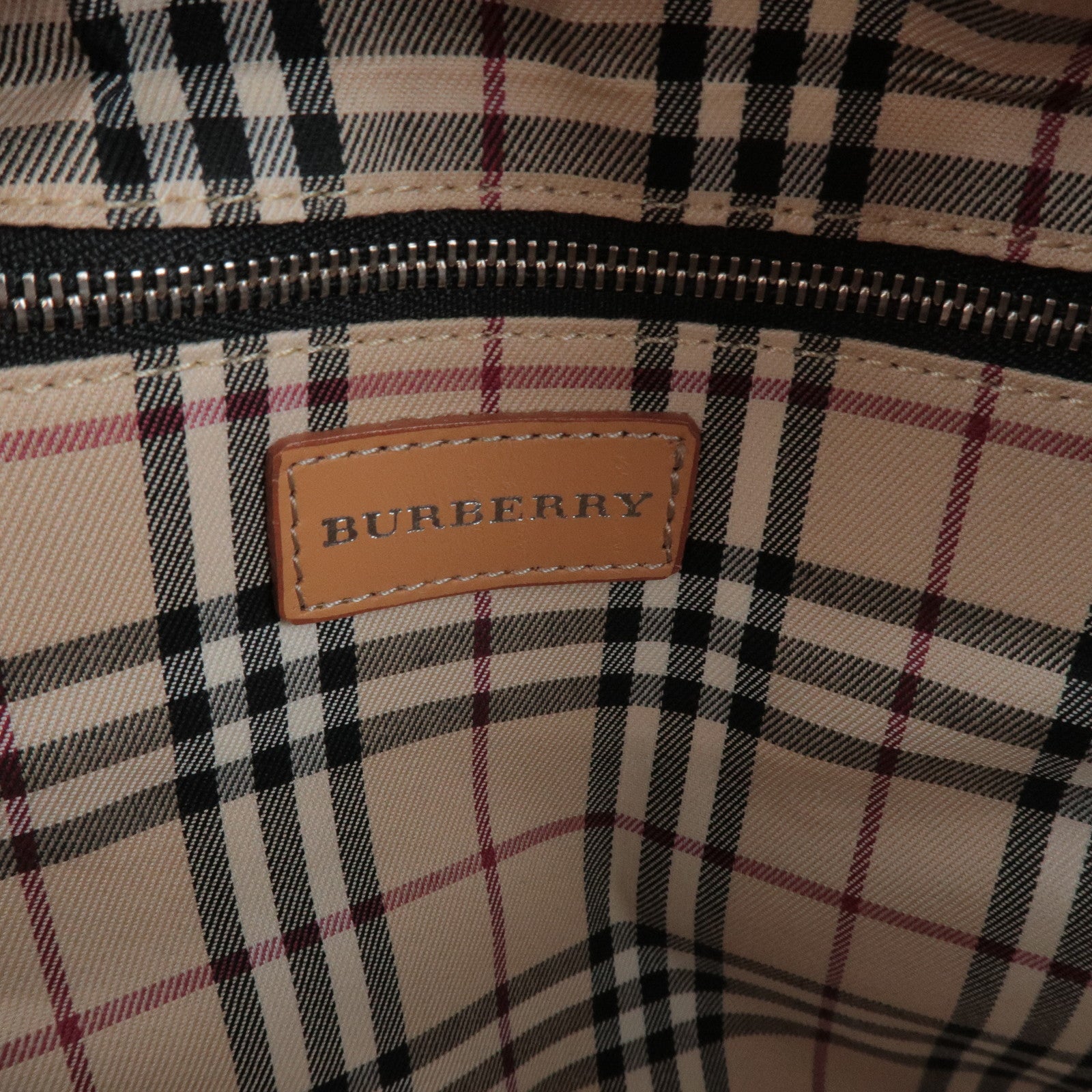 BURBERRY Canvas Leather Shoulder Bag Hand Bag Red Light Brown