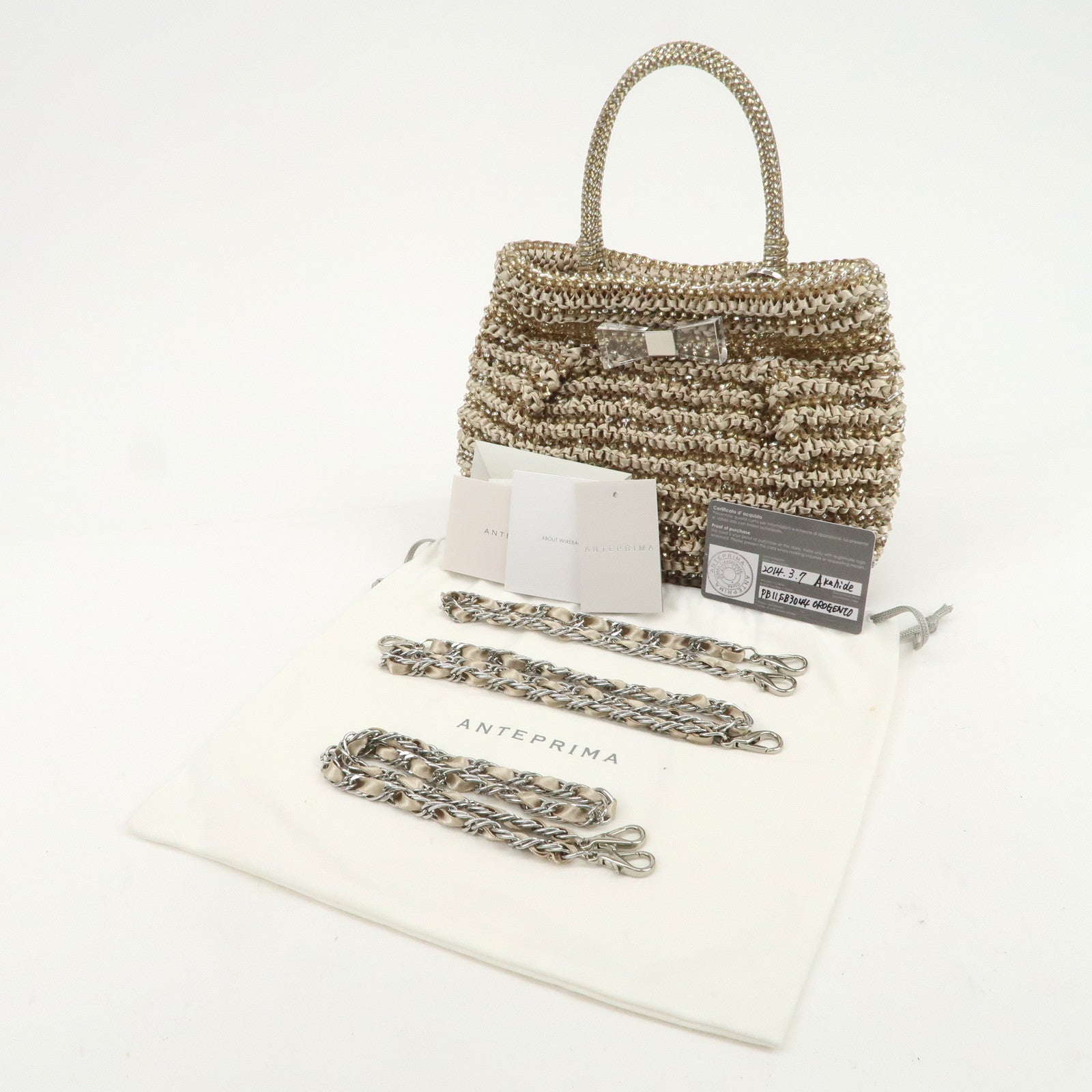 ANTEPRIMA Wire Bag PVC 2Way Bag Hand Bag Shoulder Bag Beige