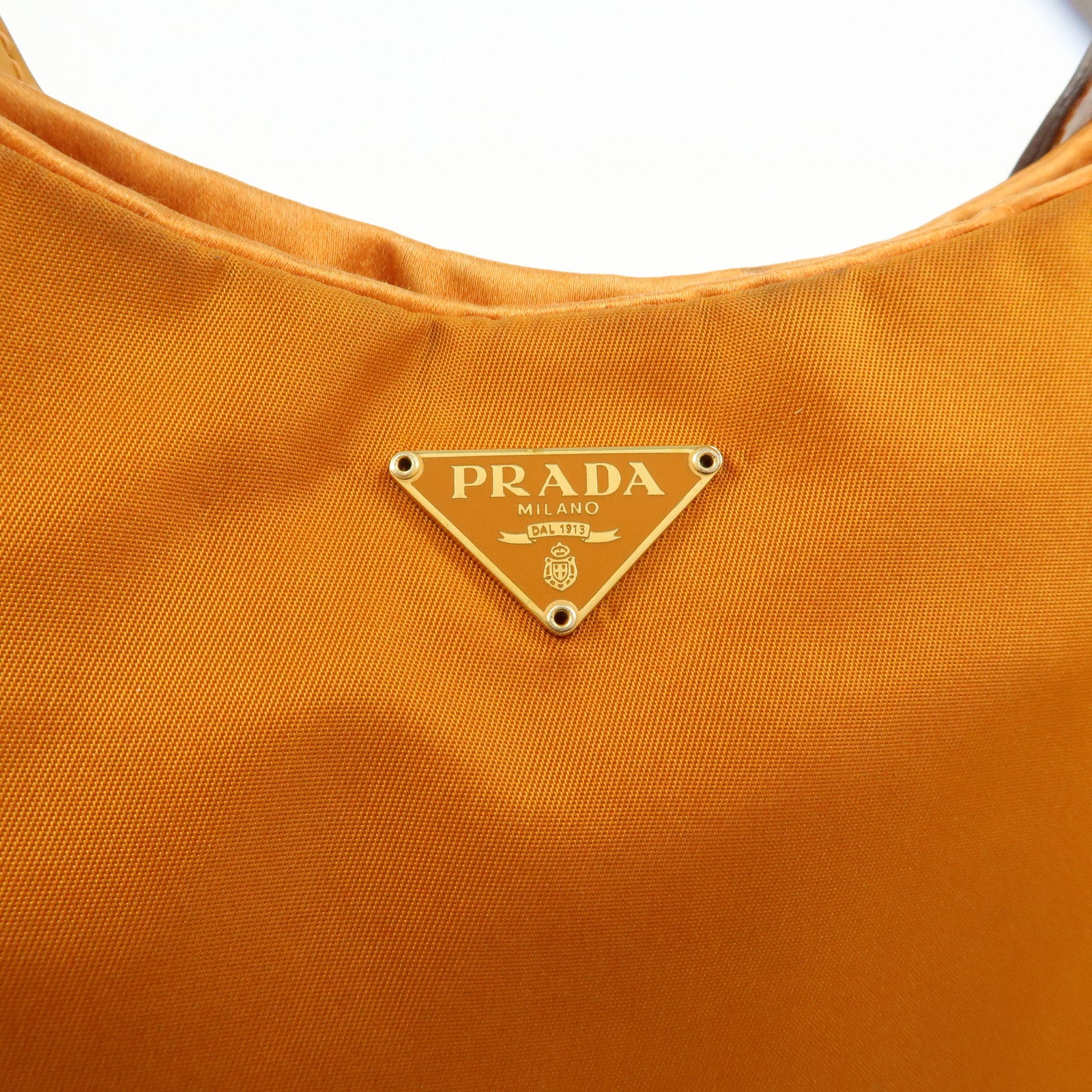 PRADA Triangle Logo Re‑Nylon Leather Hand Bag Shoulder Bag Orange