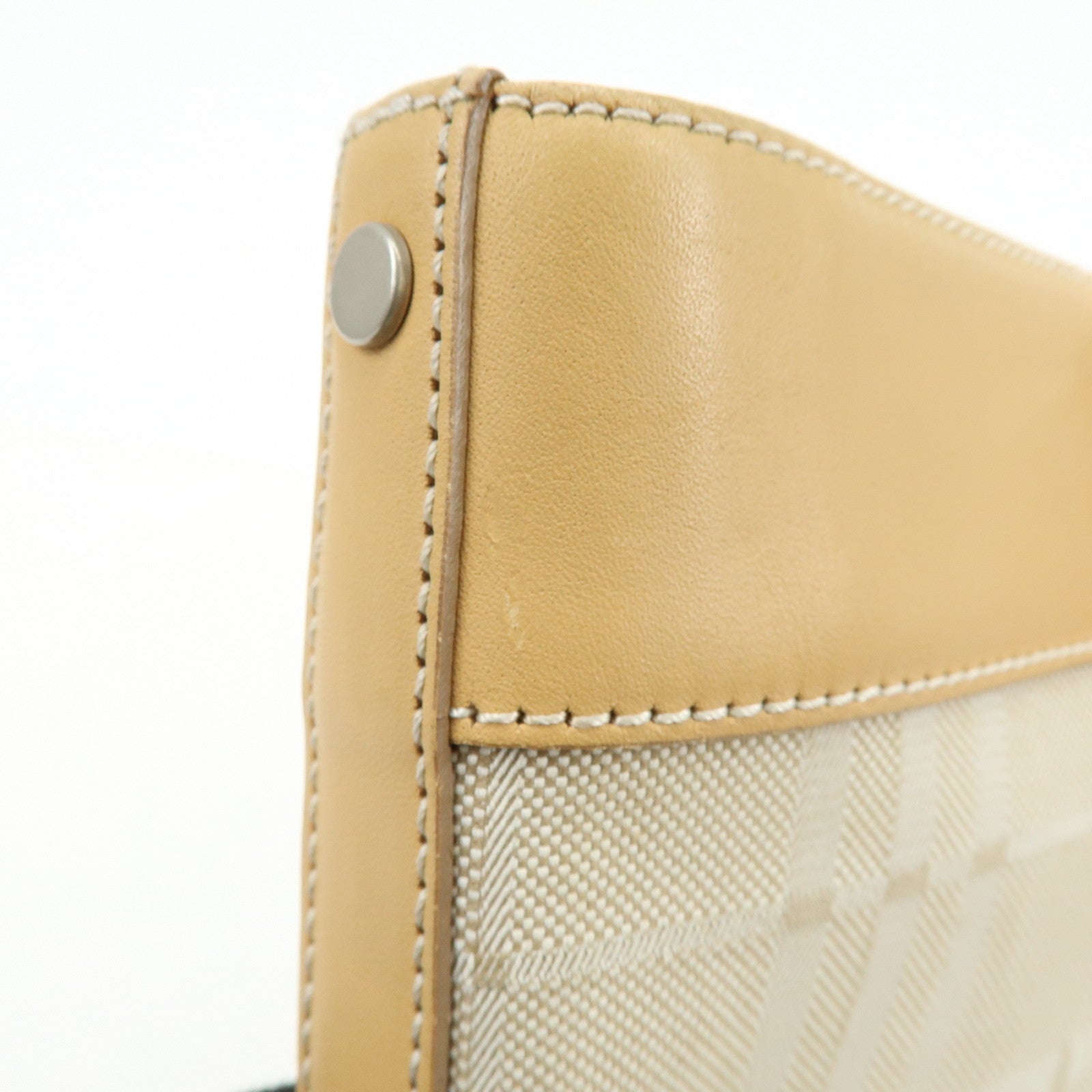 BURBERRY Canvas Leather Hand Bag Tote Bag Beige Light Beige