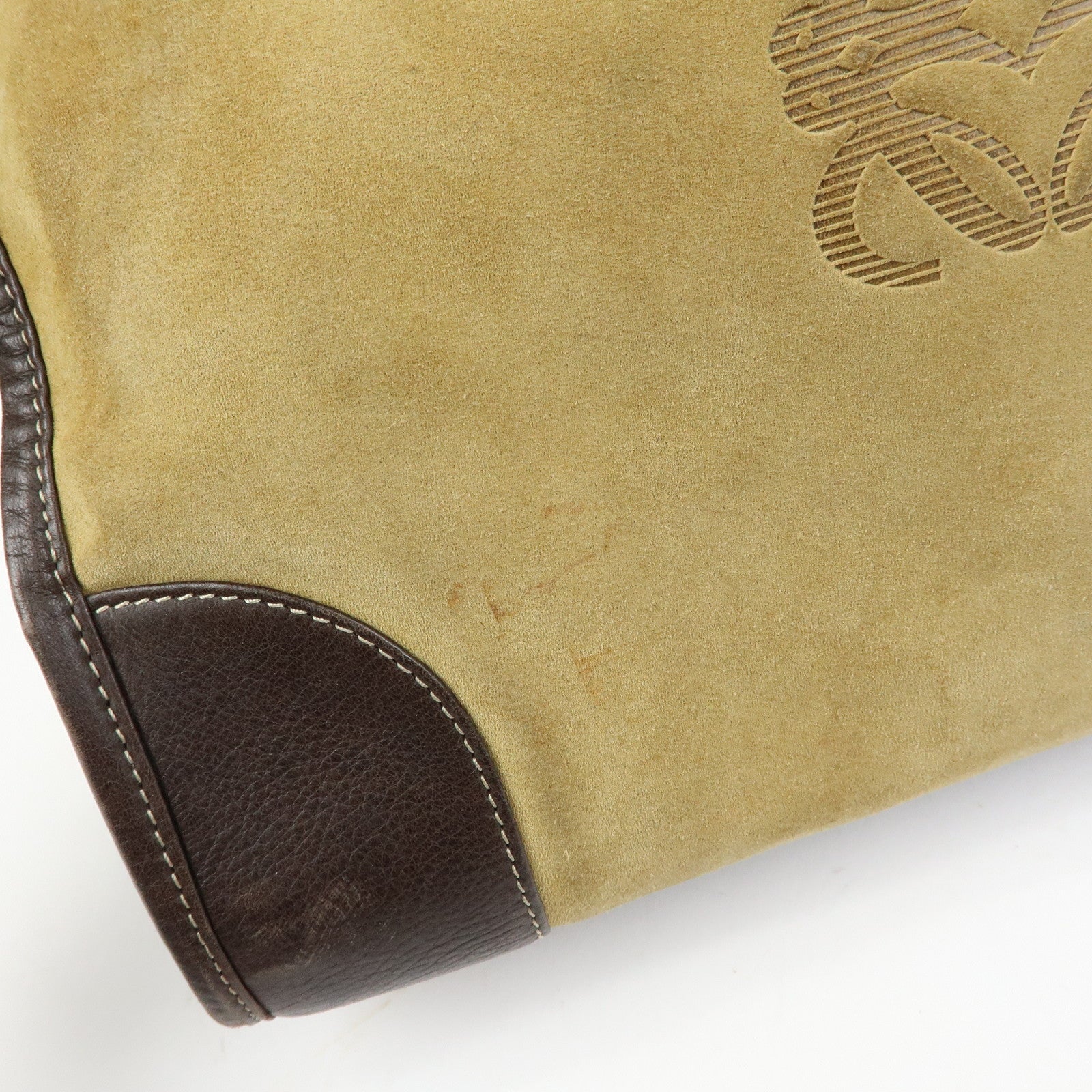 LOEWE Anagram Suede Leather Amazona 32 Hand Bag Boston Bag Brown