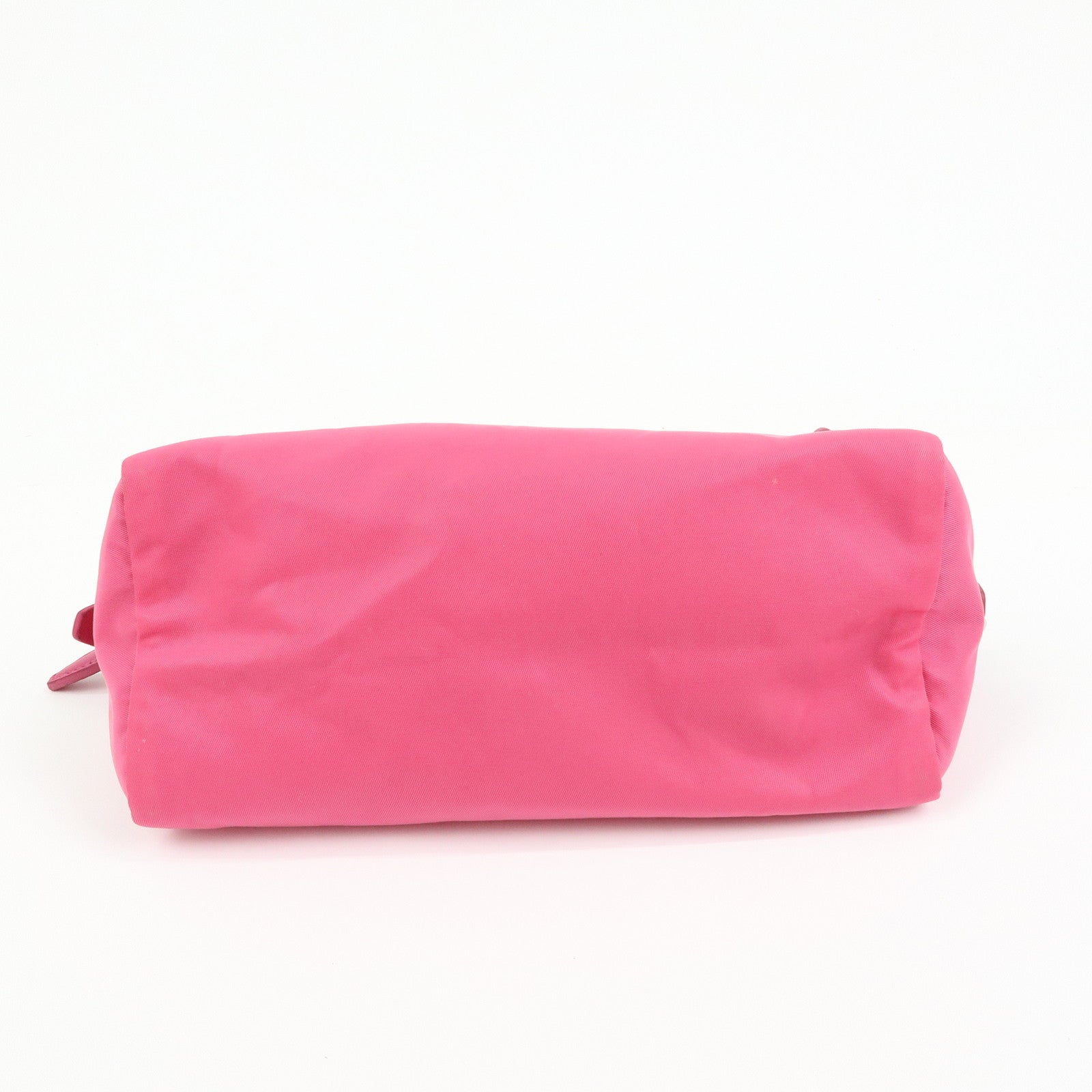 PRADA Triangle Logo Nylon Leather Cosmetic Wristlet Pouch Pink