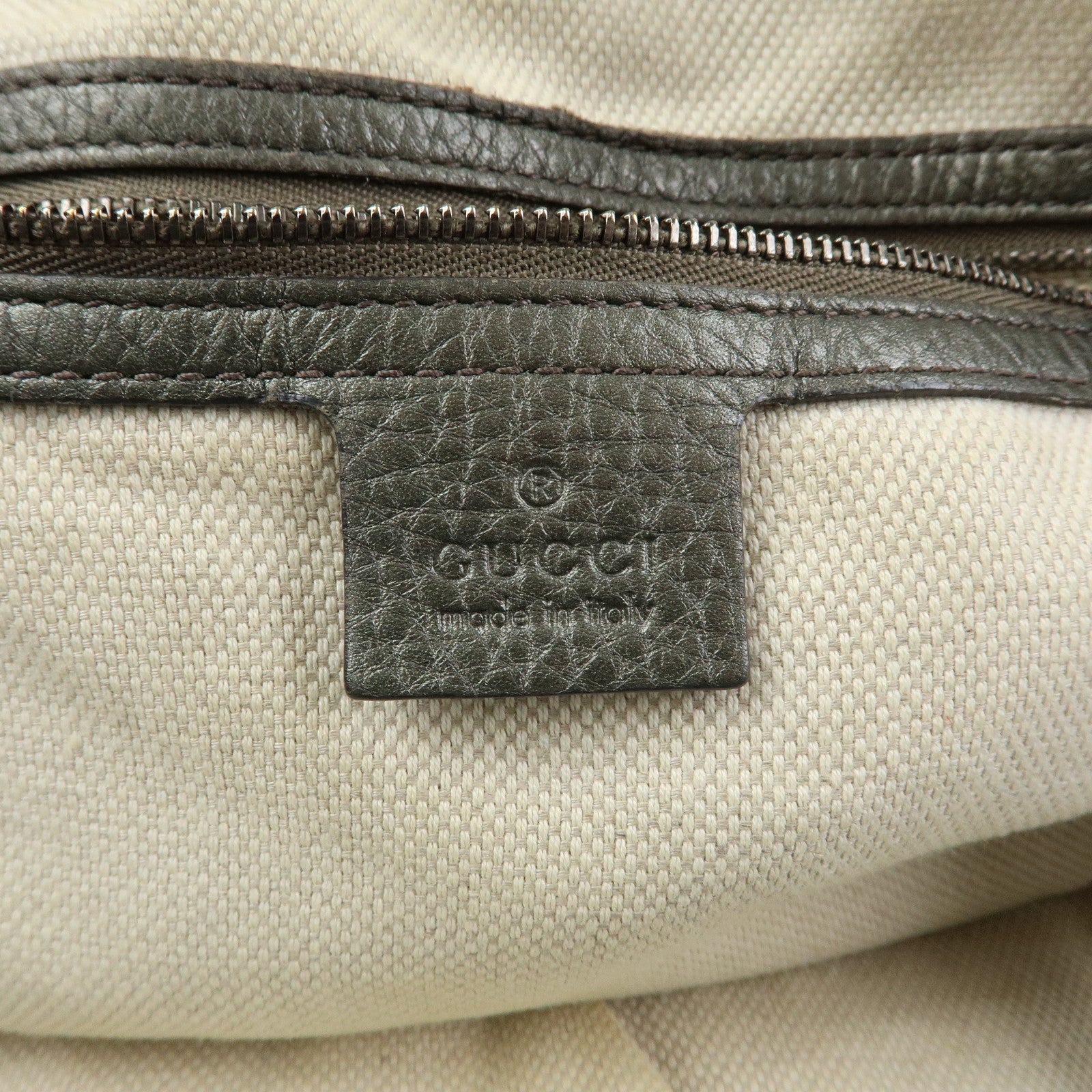 GUCCI SOHO Interlocking G Leather Tote Bag Hand Bag Silver 282309