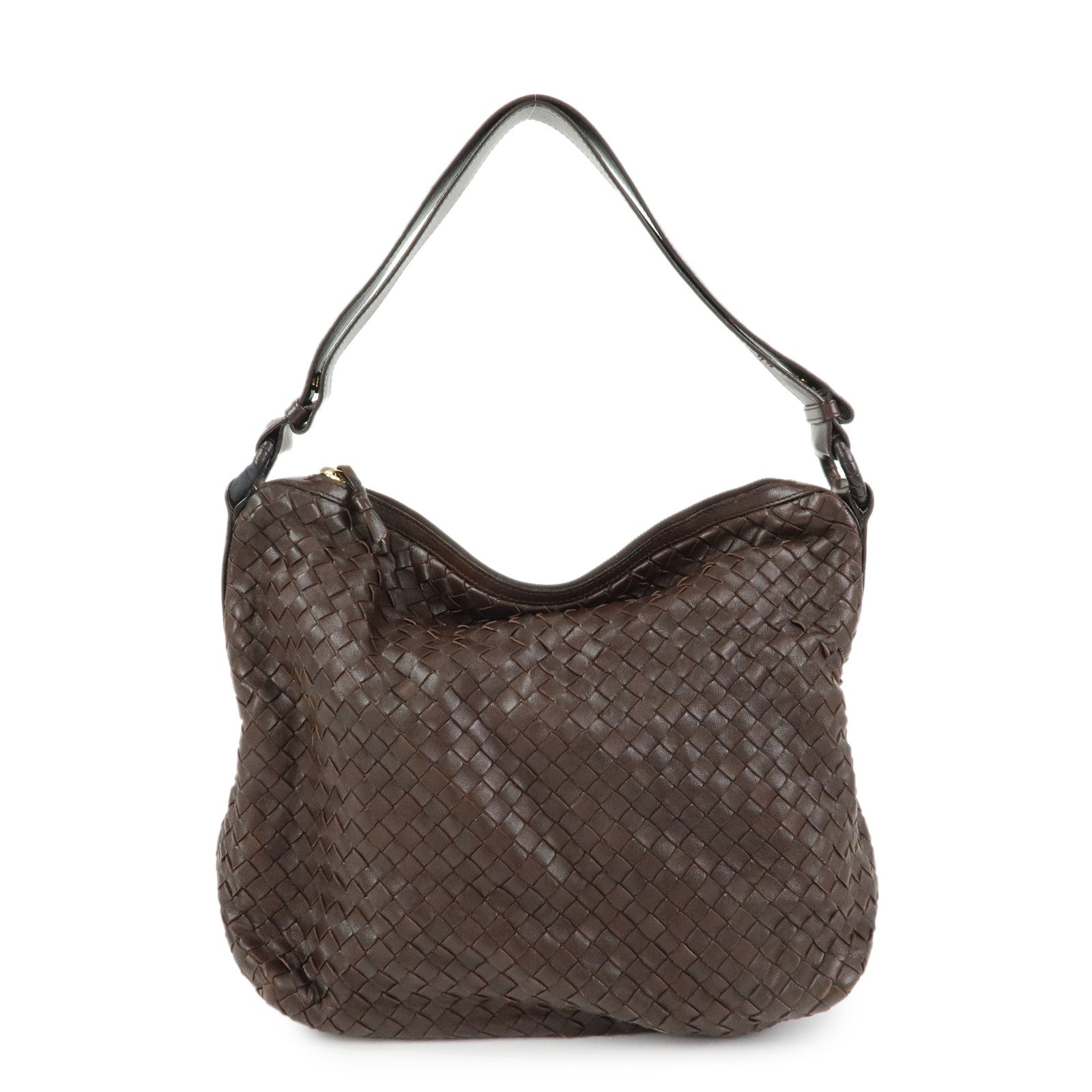 BOTTEGA VENETA Intrecciato Leather Shoulder Bag Brown 115658