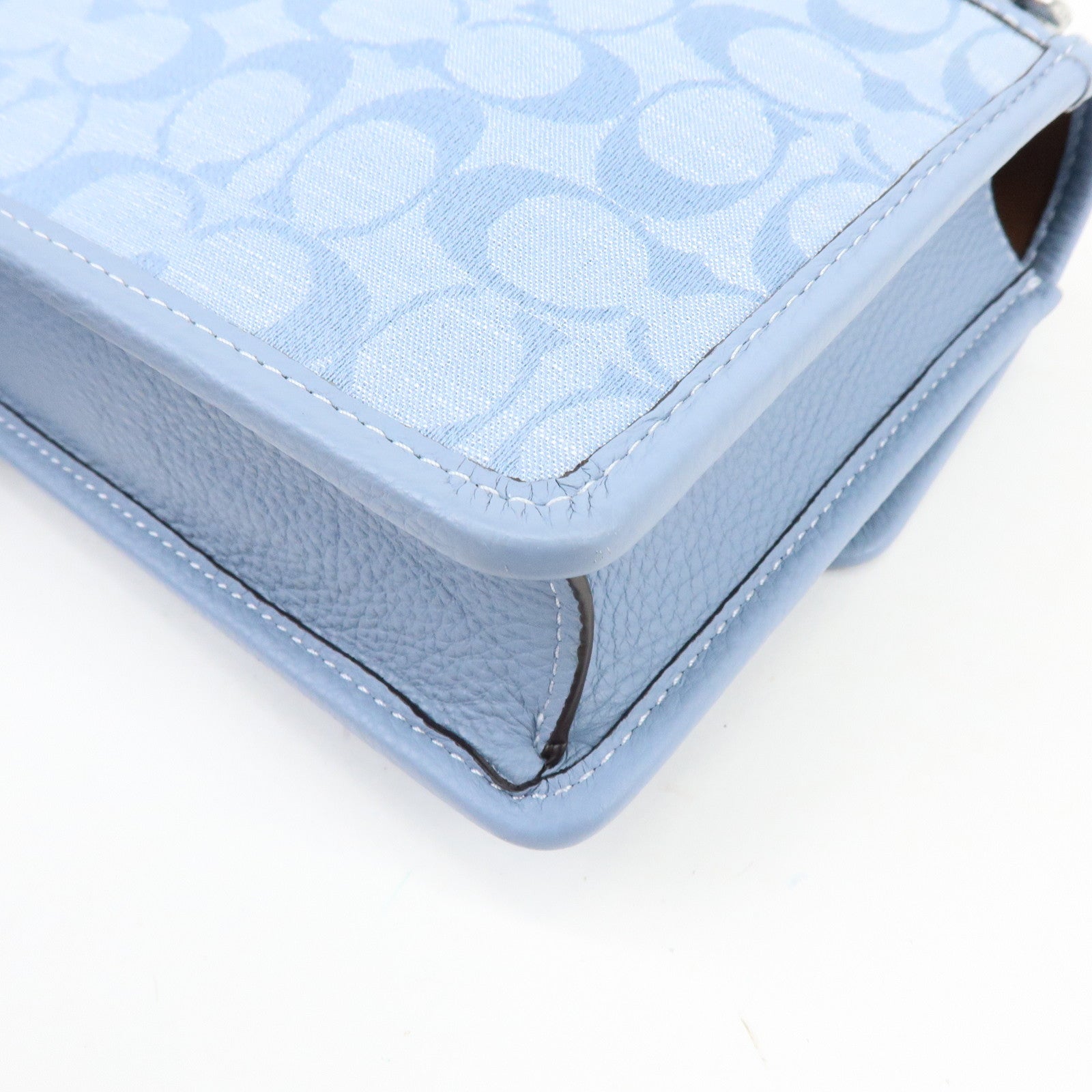 COACH Signature Canvas Leather Shoulder Bag Crossbody Bag Blue