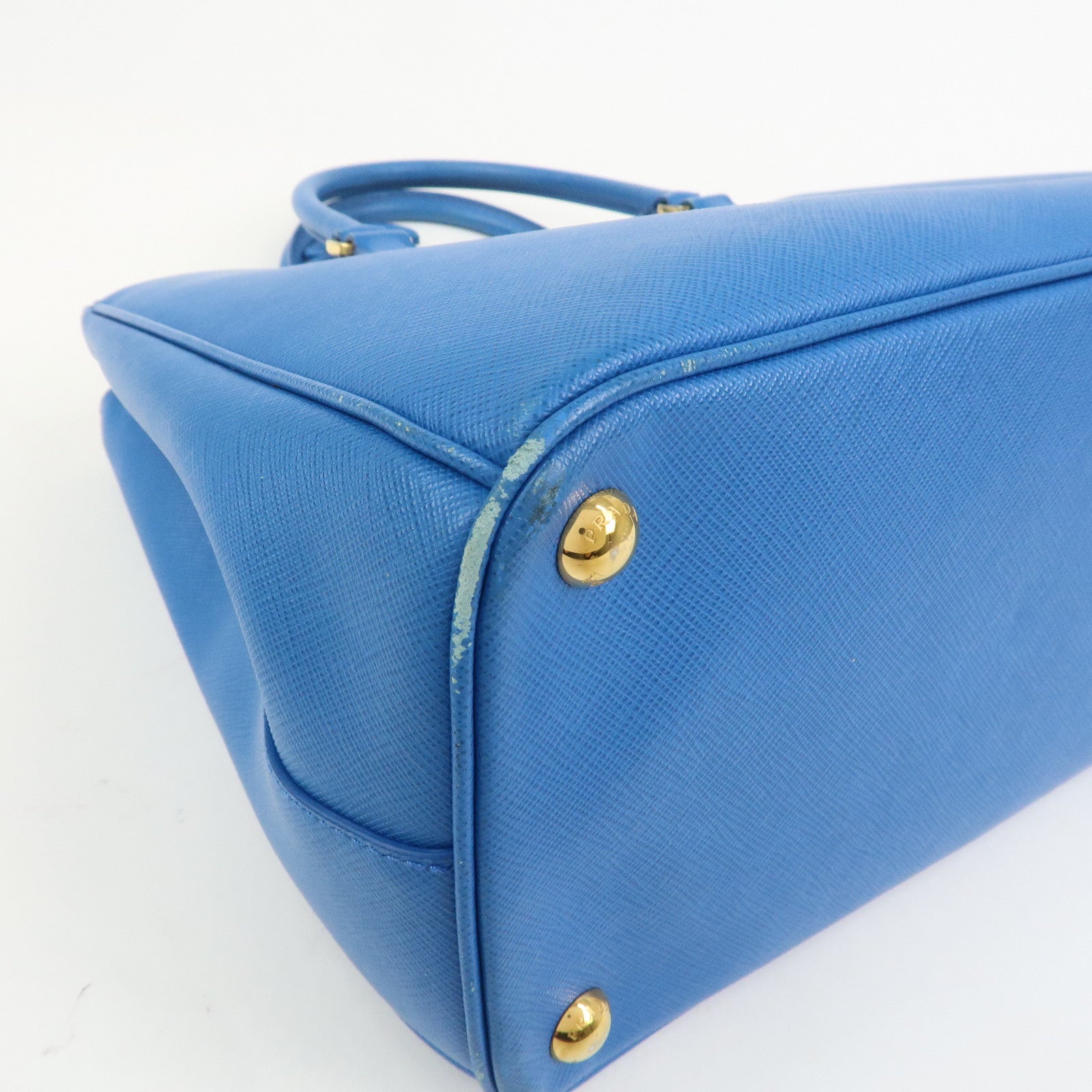 PRADA Triangle Logo Galleria Saffiano Leather 2Way Bag Blue 1BA274