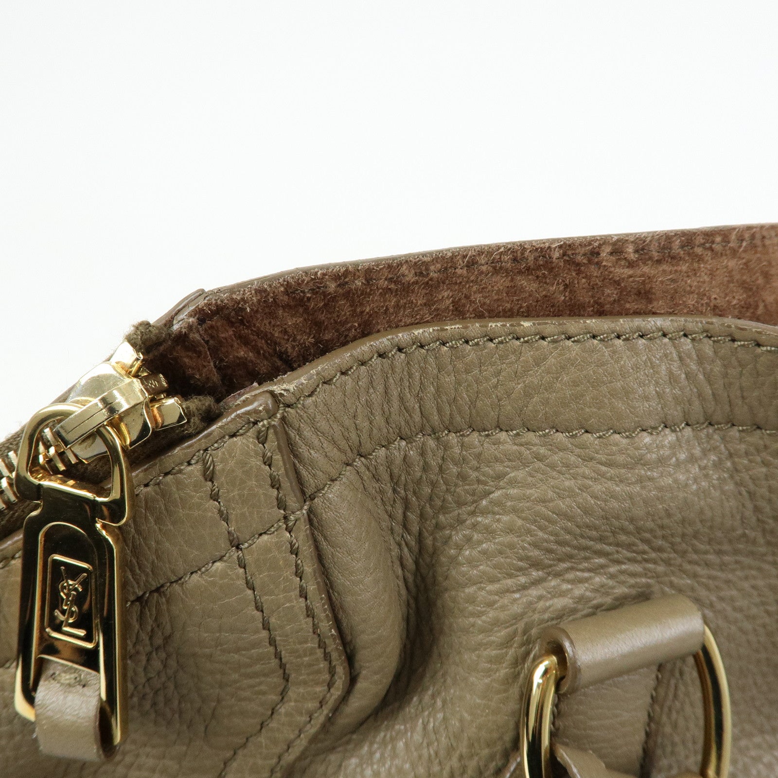 SAINT LAURENT PARIS Y Line Leather Tote Shoulder Bag Brown 257427