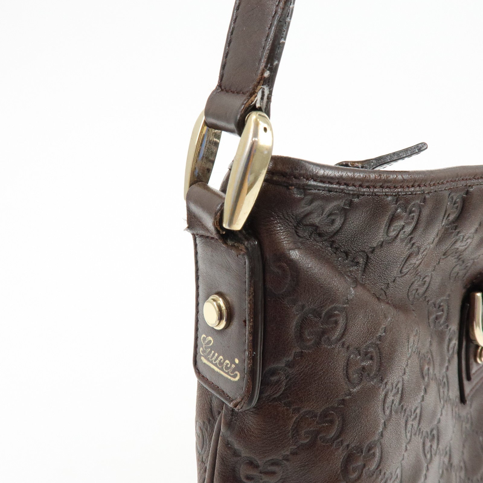 GUCCI Abbey Leather Shoulder Bag Crossbody Bag Brown 131326