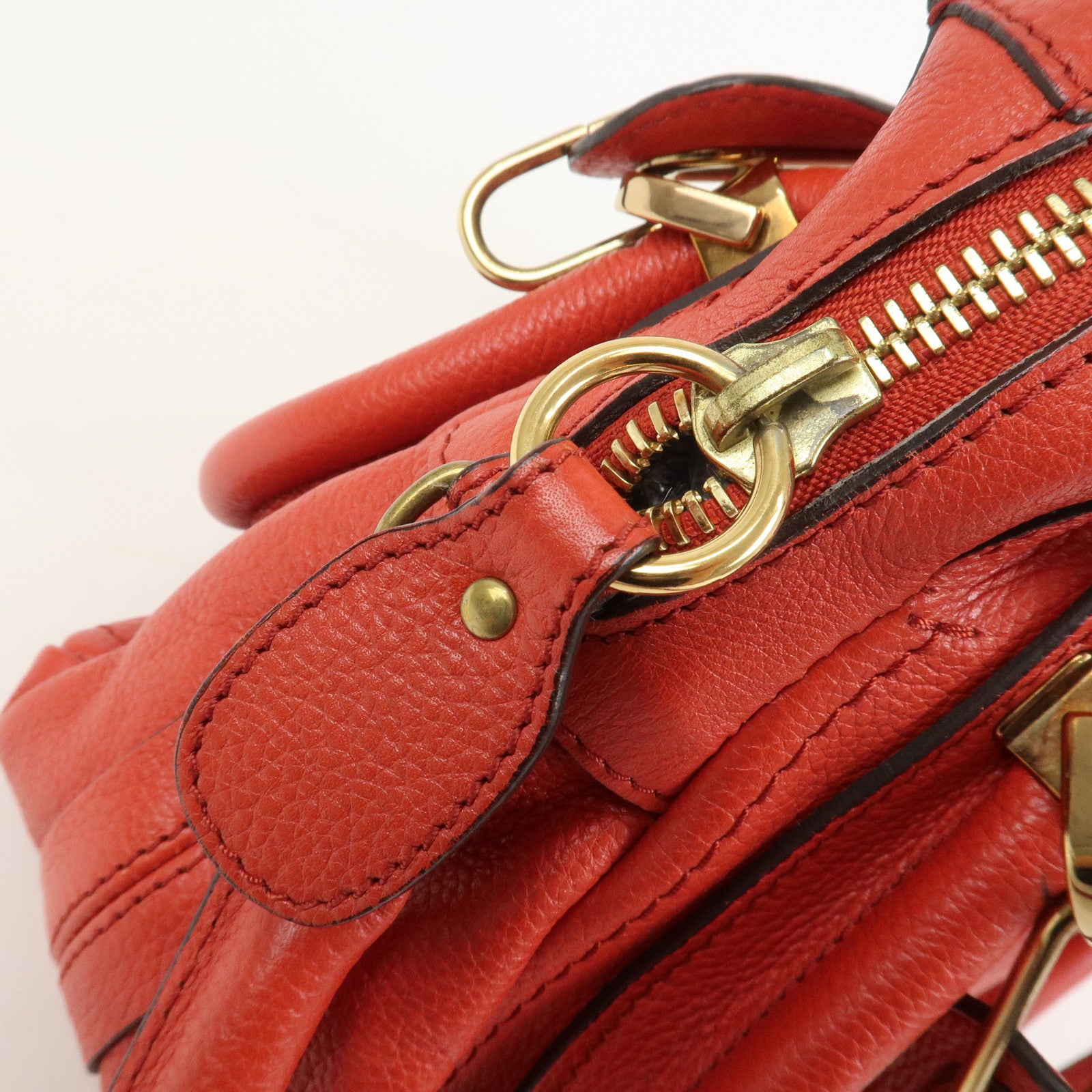 Chloe Paraty Leather 2Way Bag Shoulder Bag Hand Bag Red 031157