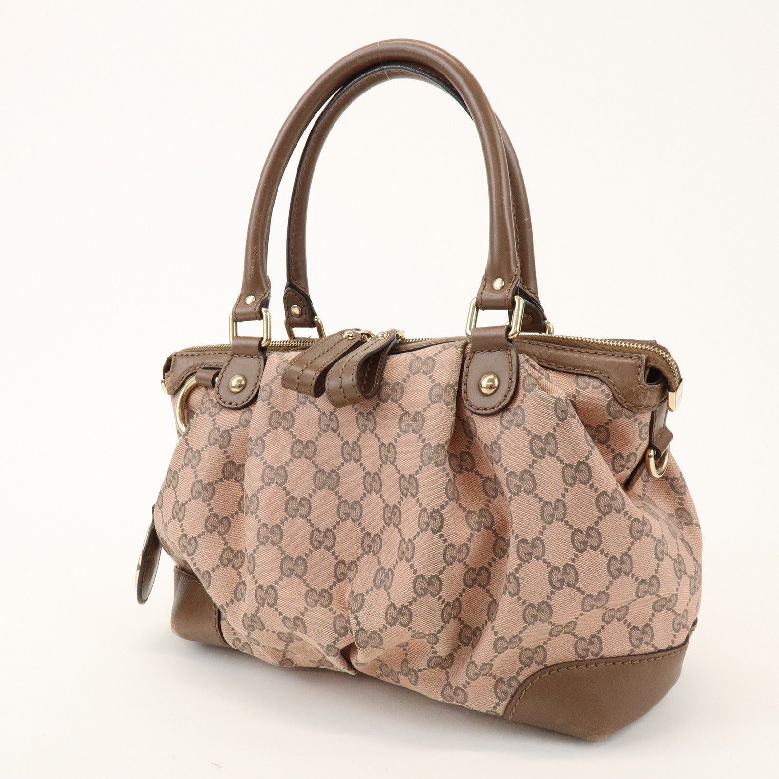 GUCCI Sukey Interlocking G GG Canvas Leather 2Way Bag Pink 247902