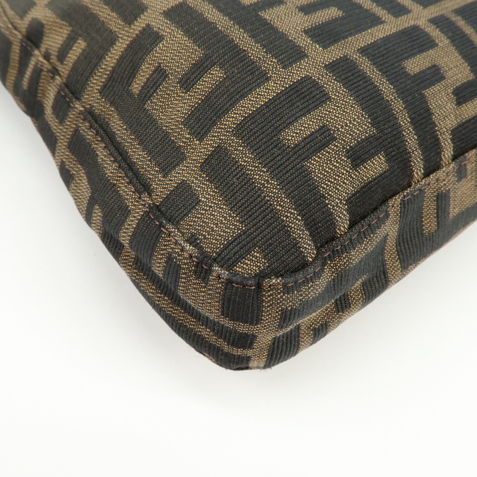 FENDI Zucca Canvas Shoulder Bag Hand Bag Brown Black 265690
