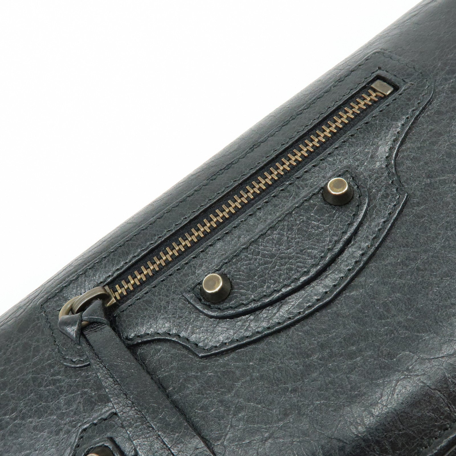 BALENCIAGA City Leather Bi-fold Long Wallet Black 253038