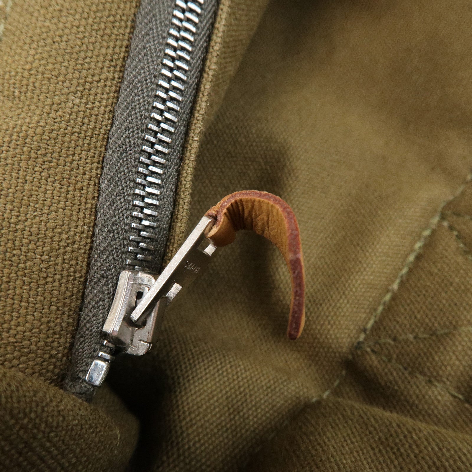 HERMES Canvas Fourre tout PM Hand Bag Tote Bag Khaki