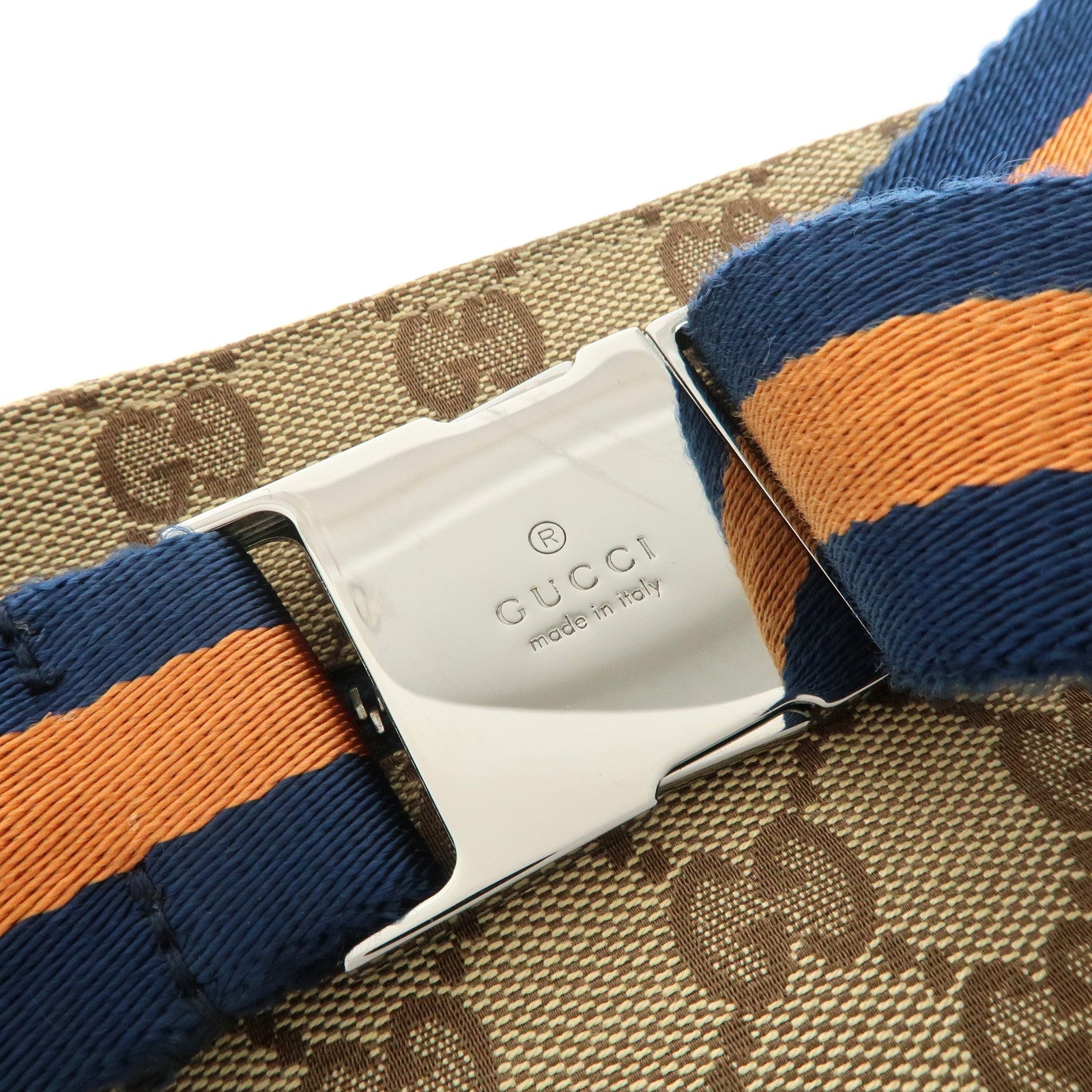 GUCCI Sherry GG Canvas Leather Waist Bag Crossbody Bag Brown 28566