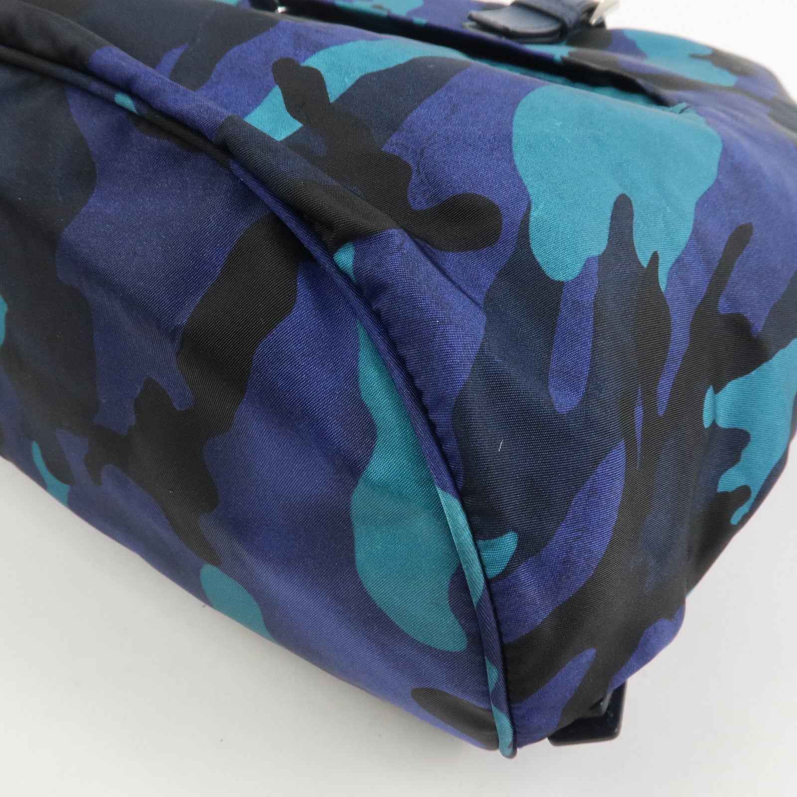 PRADA Triangle Logo Nylon Camouflage Backpack Rucksack Blue