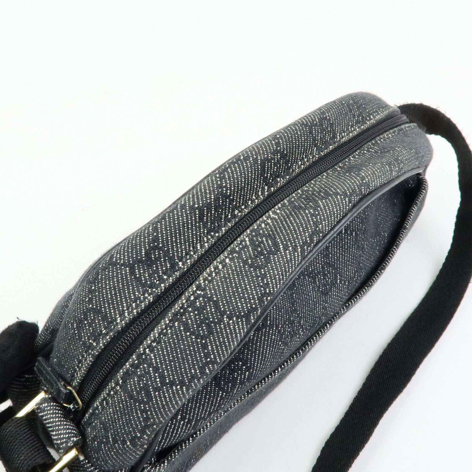 GUCCI Half Moon GG Denim Shoulder Bag Hand Bag Black 90781