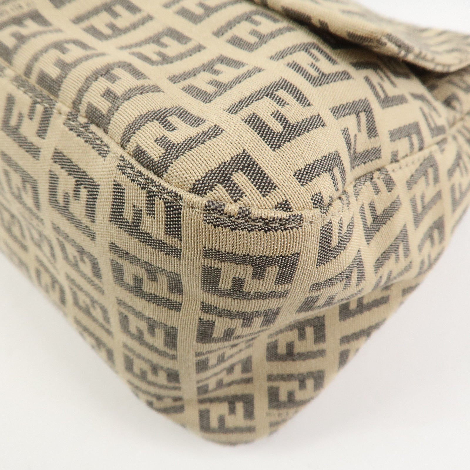 FENDI Zucchino Mamma Baguette Canvas Leather Shoulder Bag 8BR001