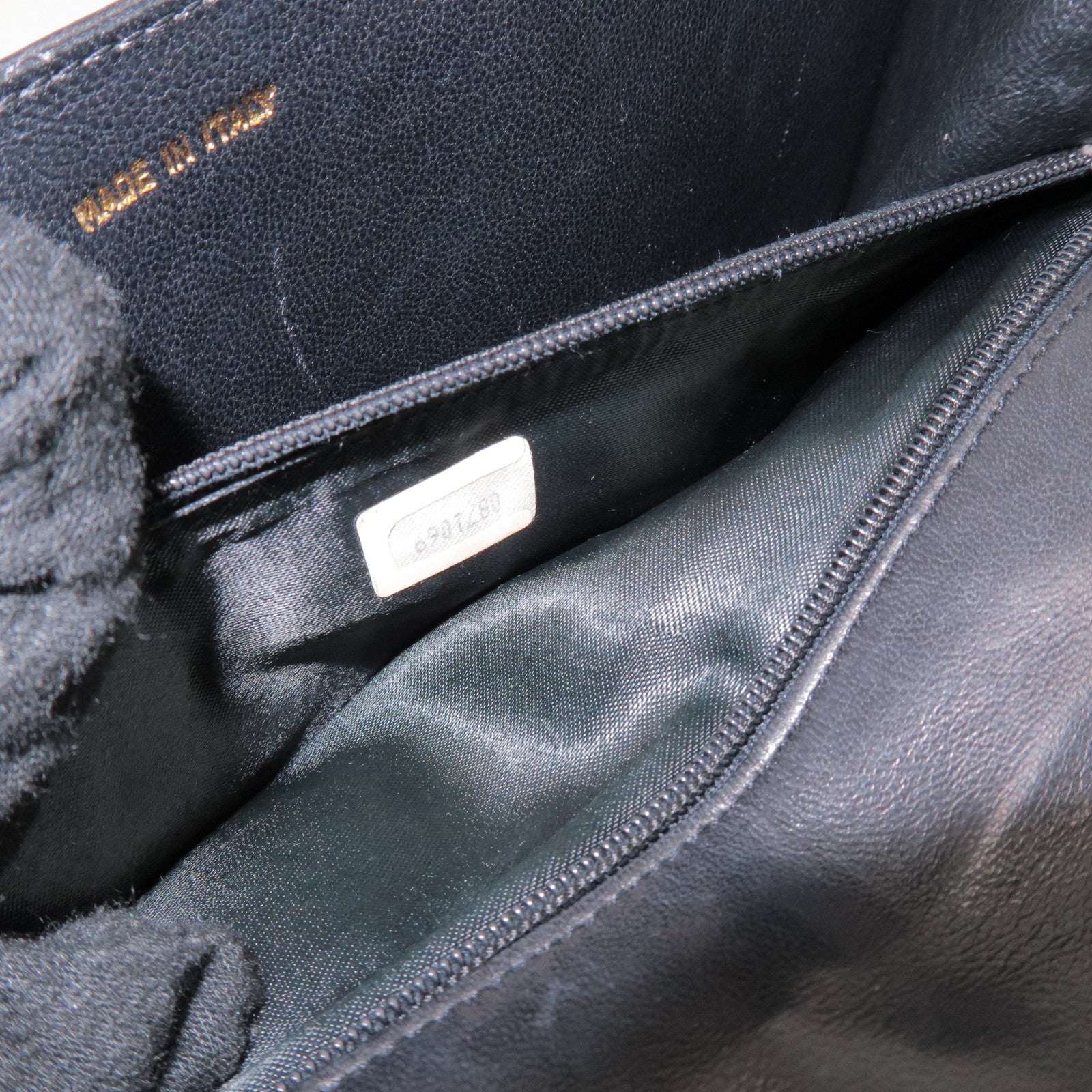 CHANEL Matelasse COCO Mark Lamb Skin Chain Shoulder Bag Black