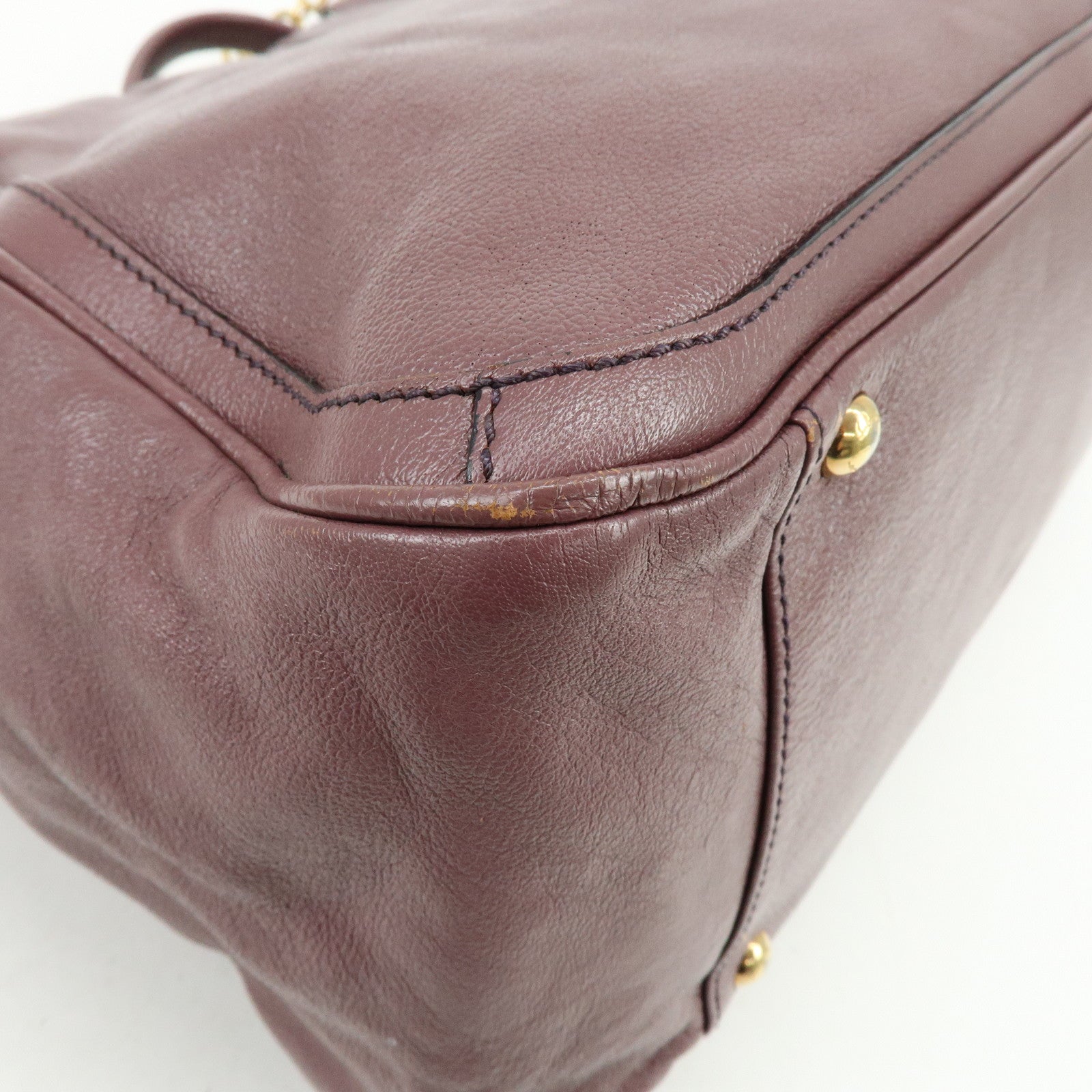 Ferragamo Gancini Leather Tote Bag Hand Bag Light Purple