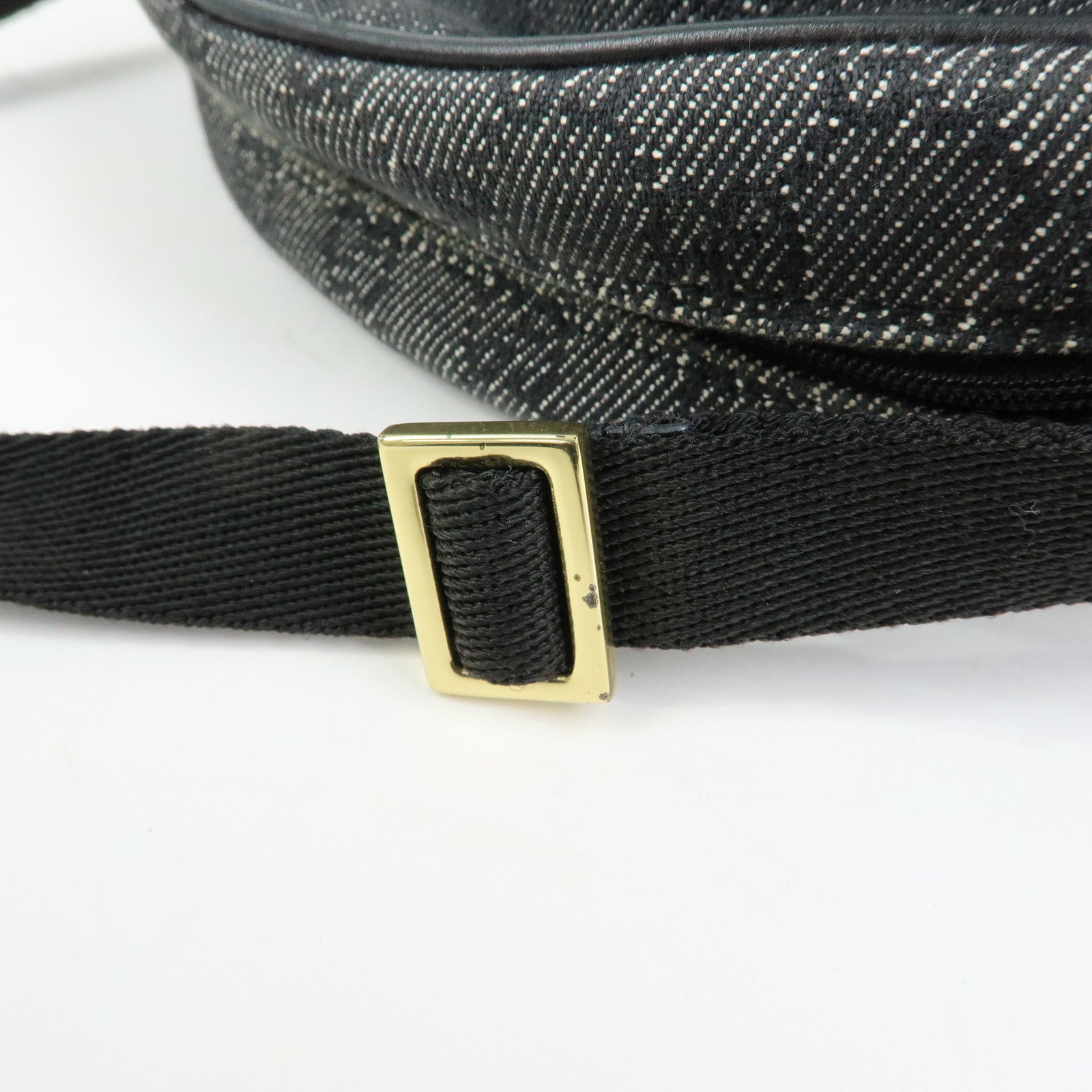 GUCCI Half Moon GG Denim Shoulder Bag Hand Bag Black 90781