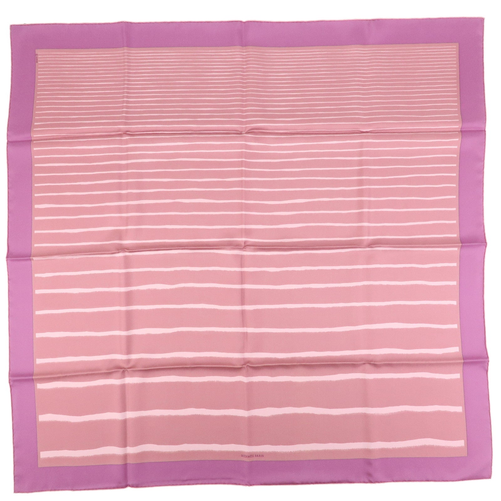 HERMES Carre 90 Silk 100% Striped Scarf Purple