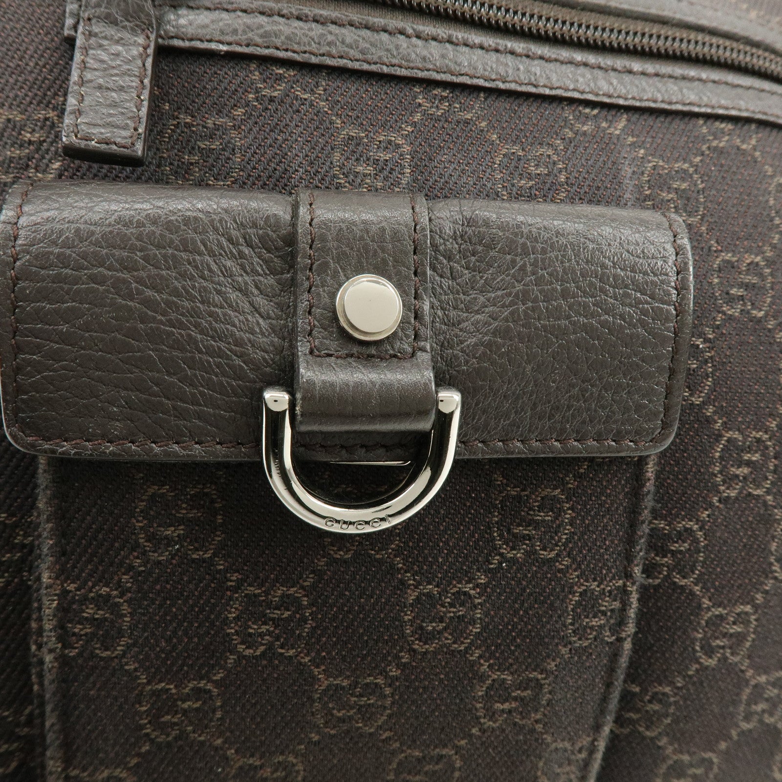 GUCCI Abbey GG Canvas Leather Tote Bag Hand Bag Brown 268639