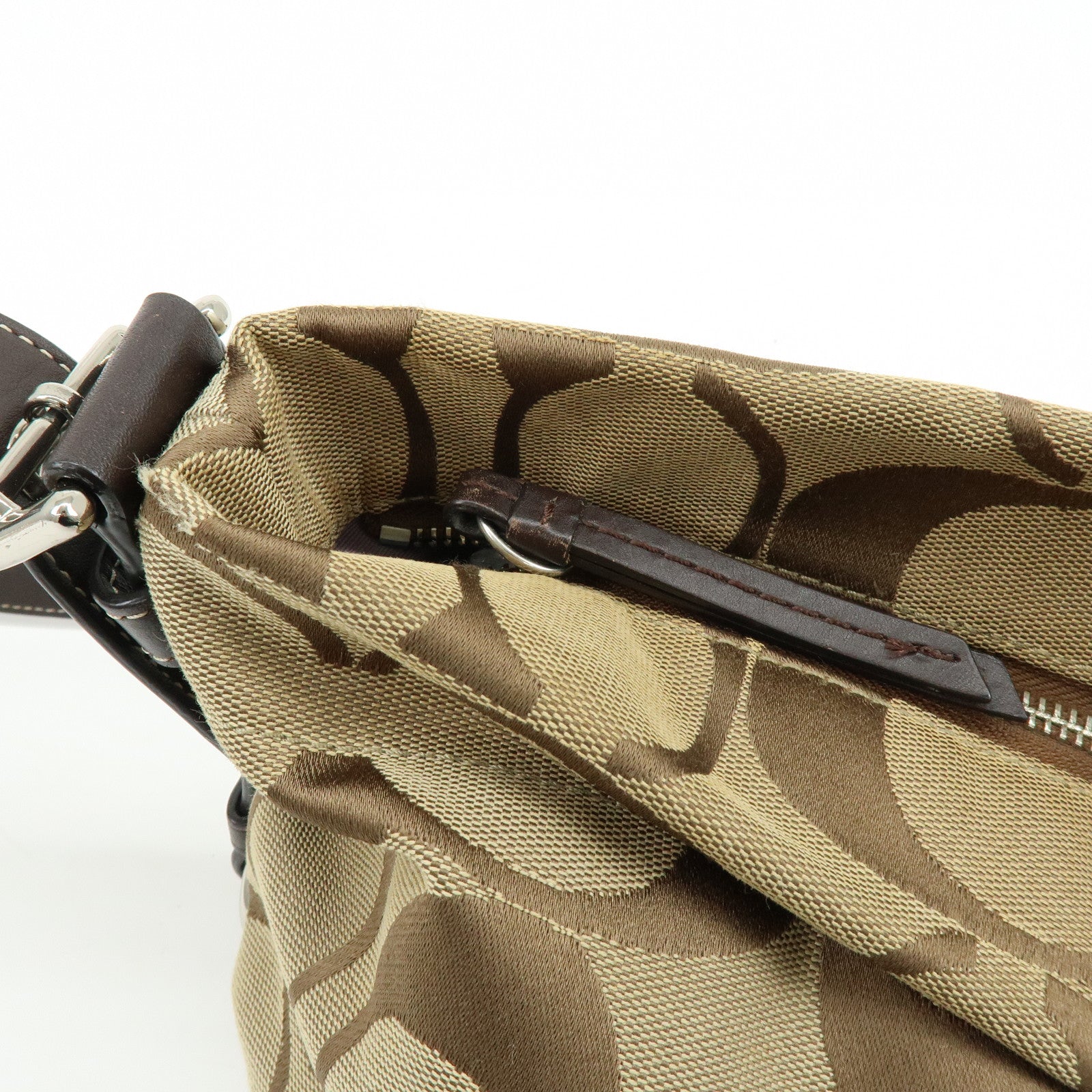 COACH Set of 2 Signature Canvas Leather Shoulder Bag Beige