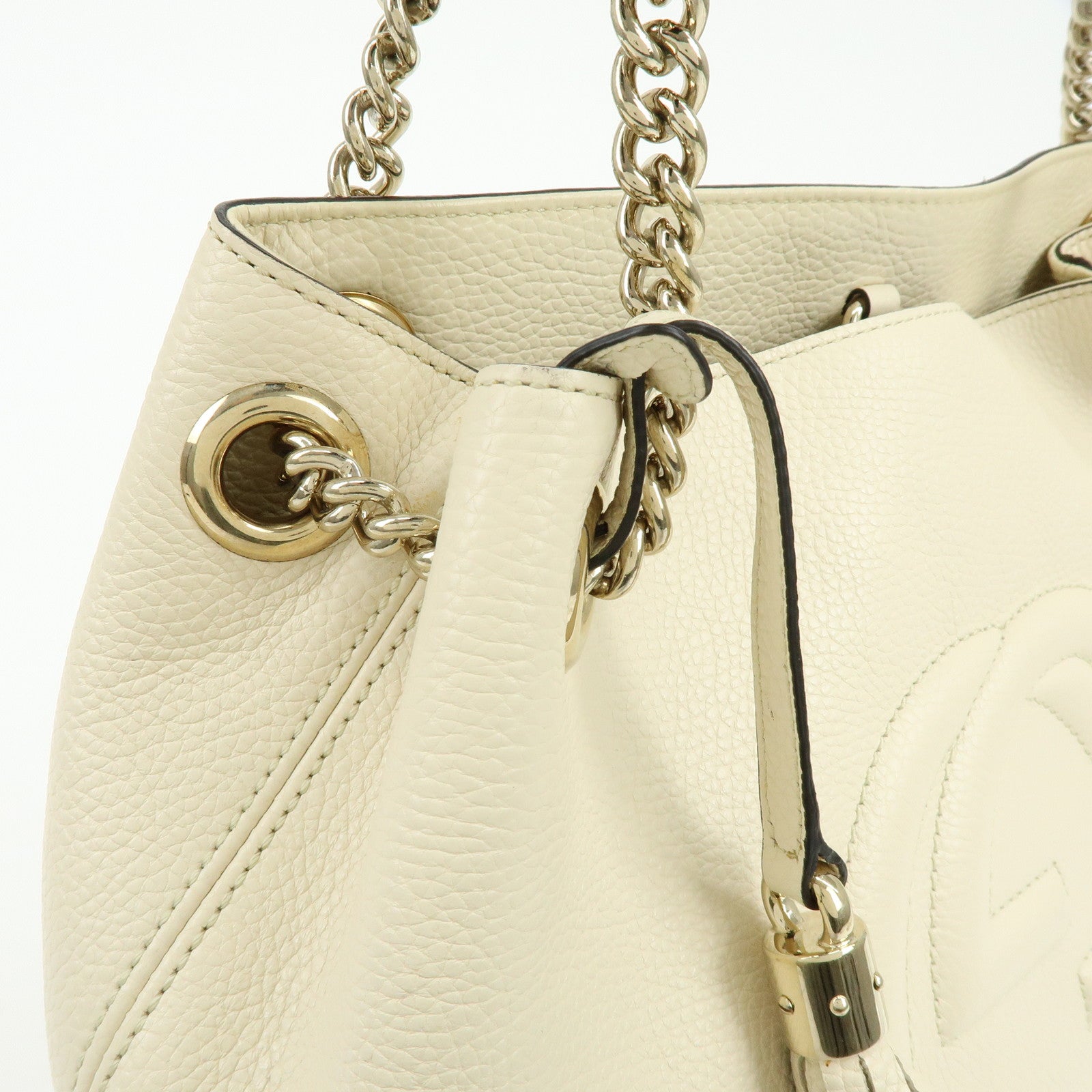 GUCCI SOHO Interlocking G Calf Leather Chain Shoulder Bag 536196