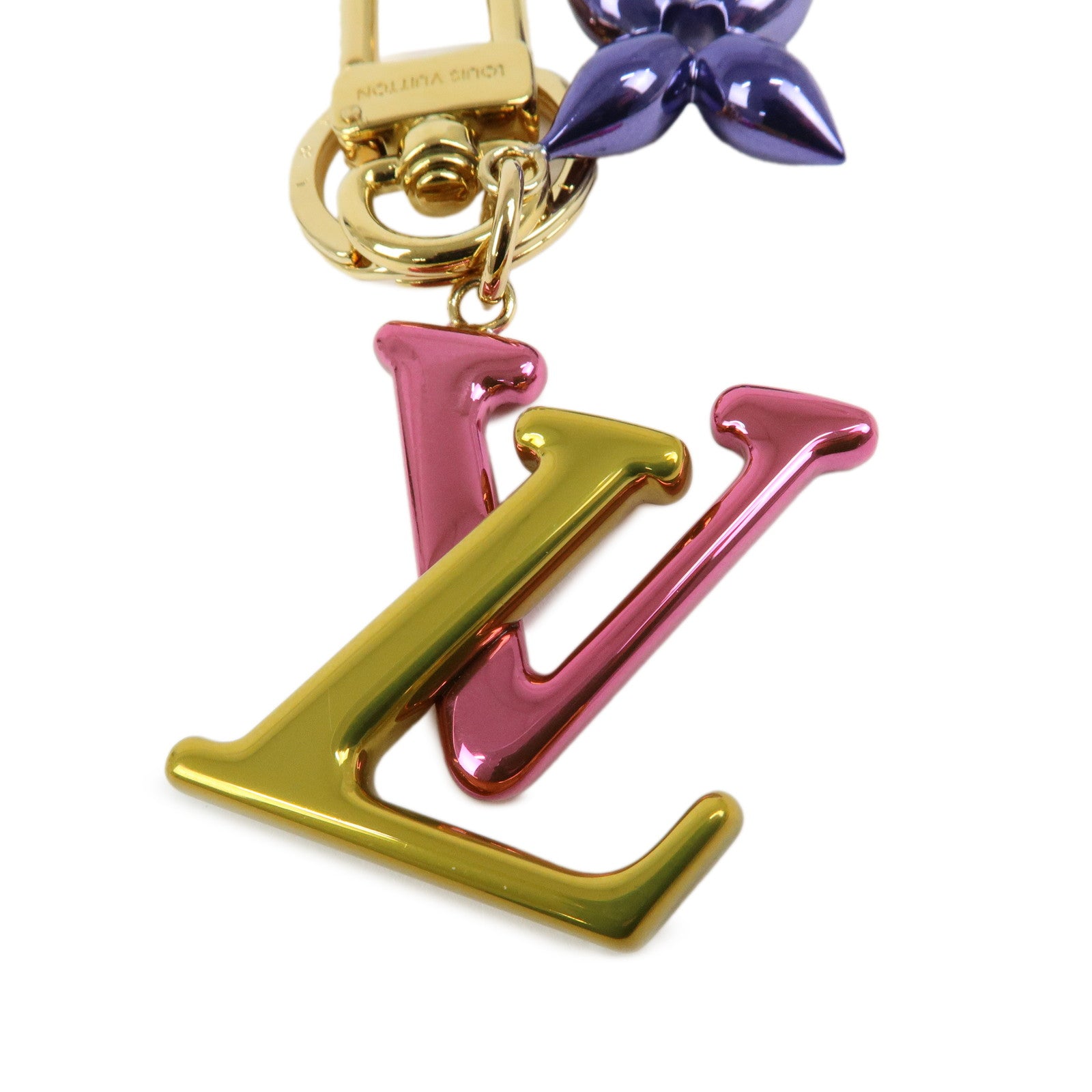 Louis Vuitton Porte Cles LV New Wave Bag Charm Gold Pink M63749