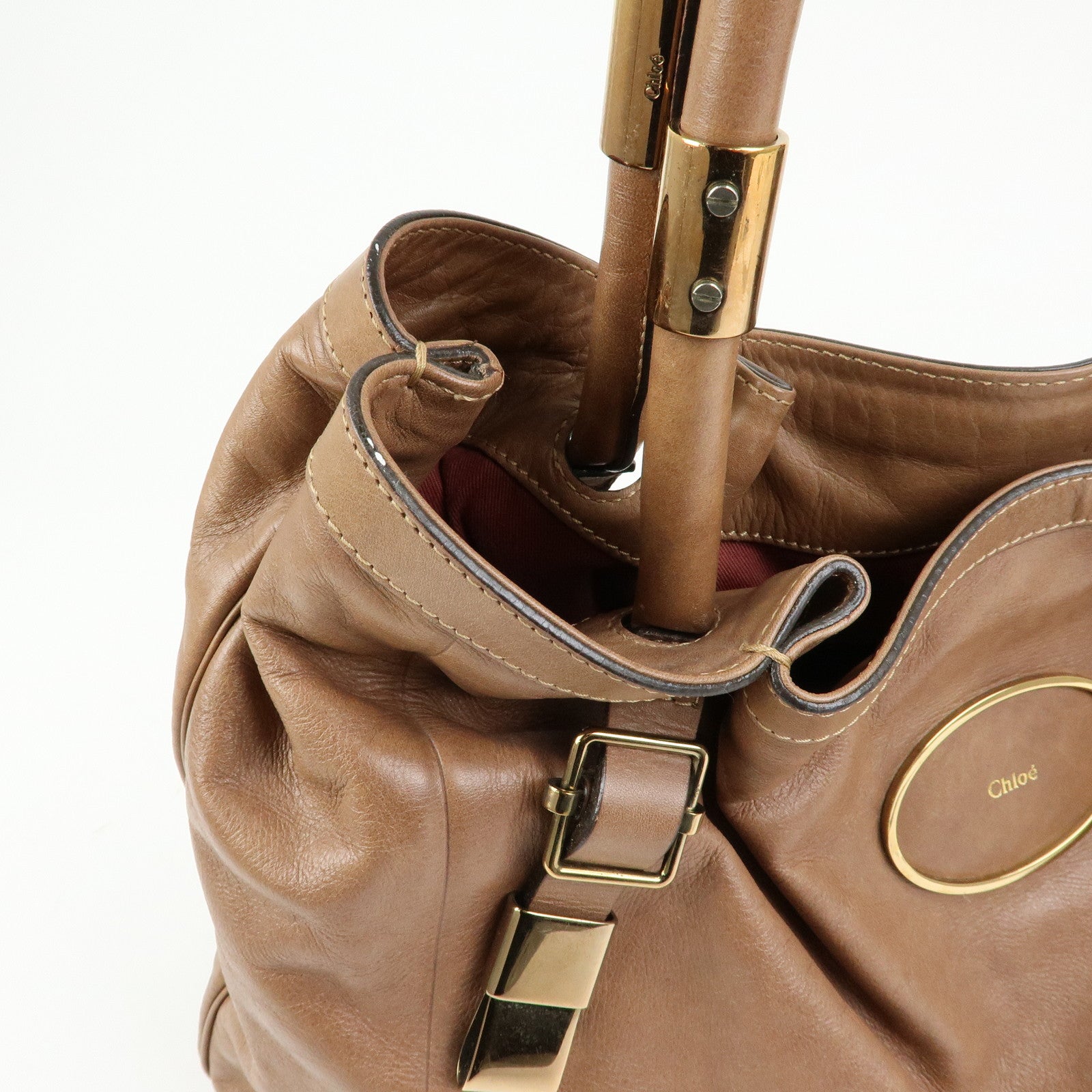 Chloe Victoria Leather Tote Bag Hand Bag Shoulder Bag Brown